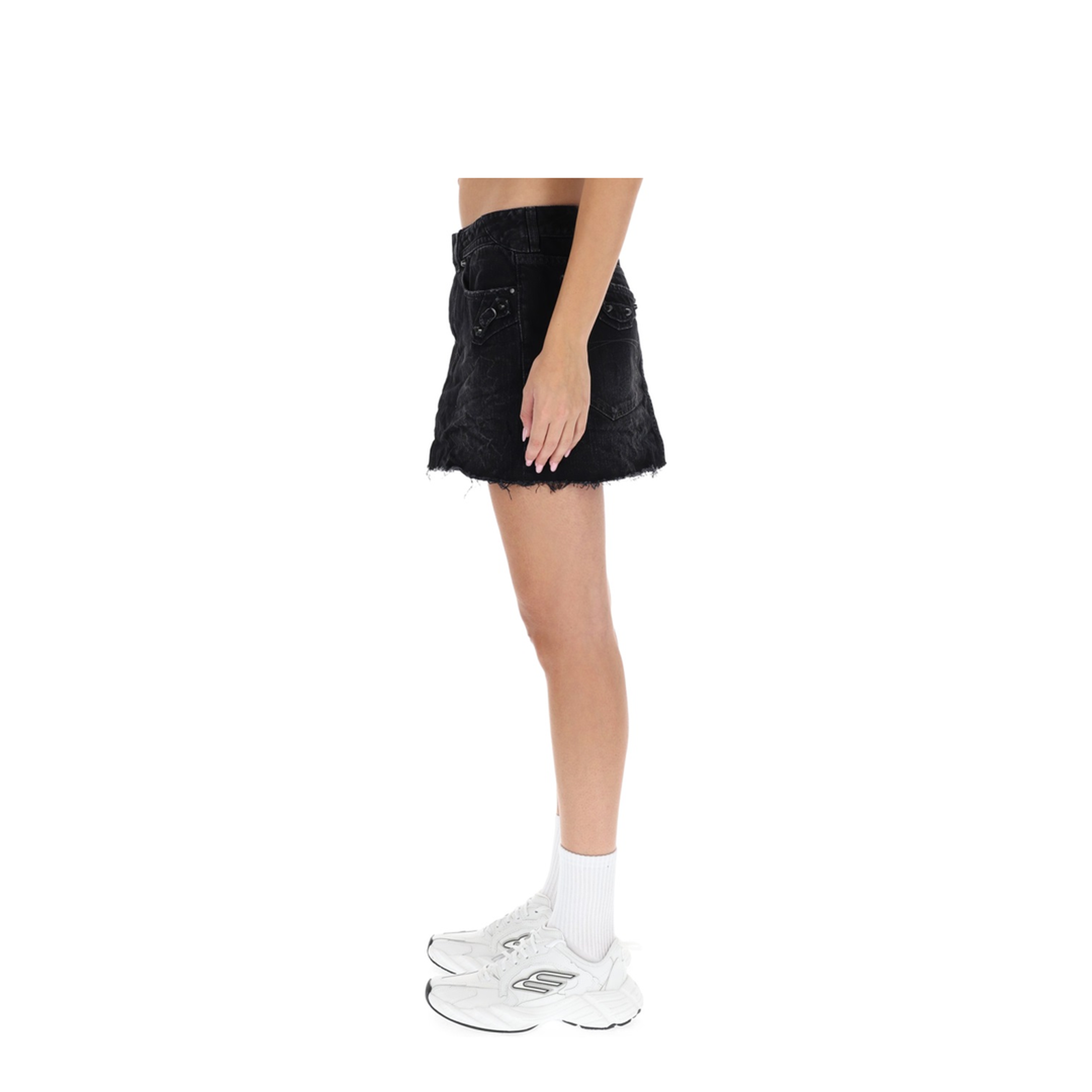Black Denim City Mini Skirt