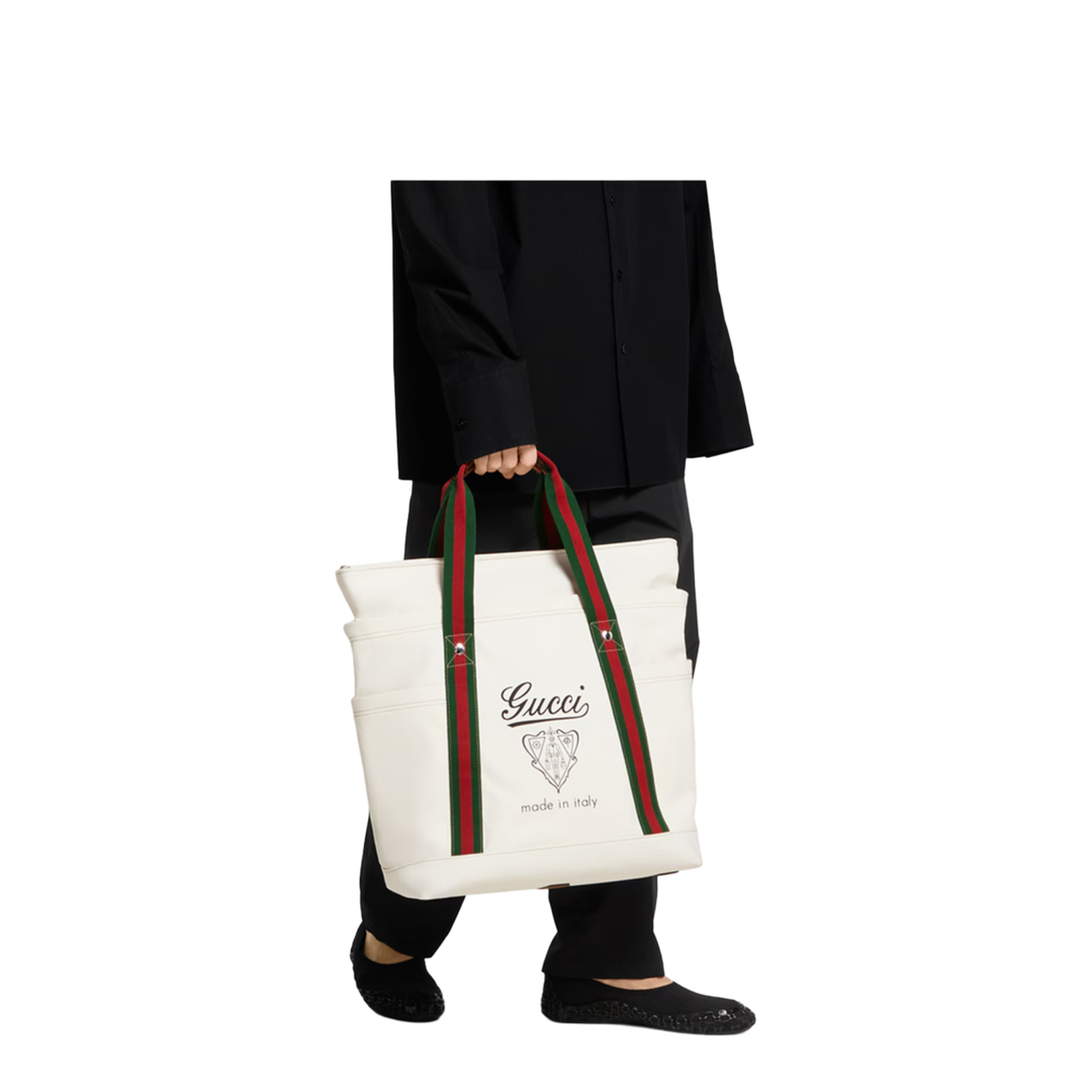 Large Canvas Printed Canvas Tote Bag - White