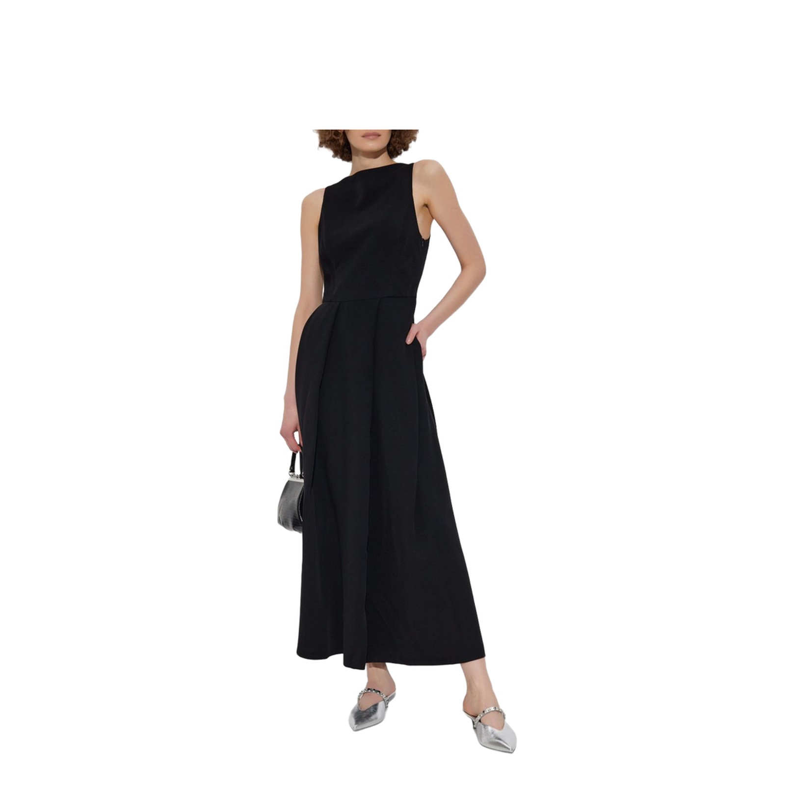 Technical Cady Sleeveless Dress with Pleats
