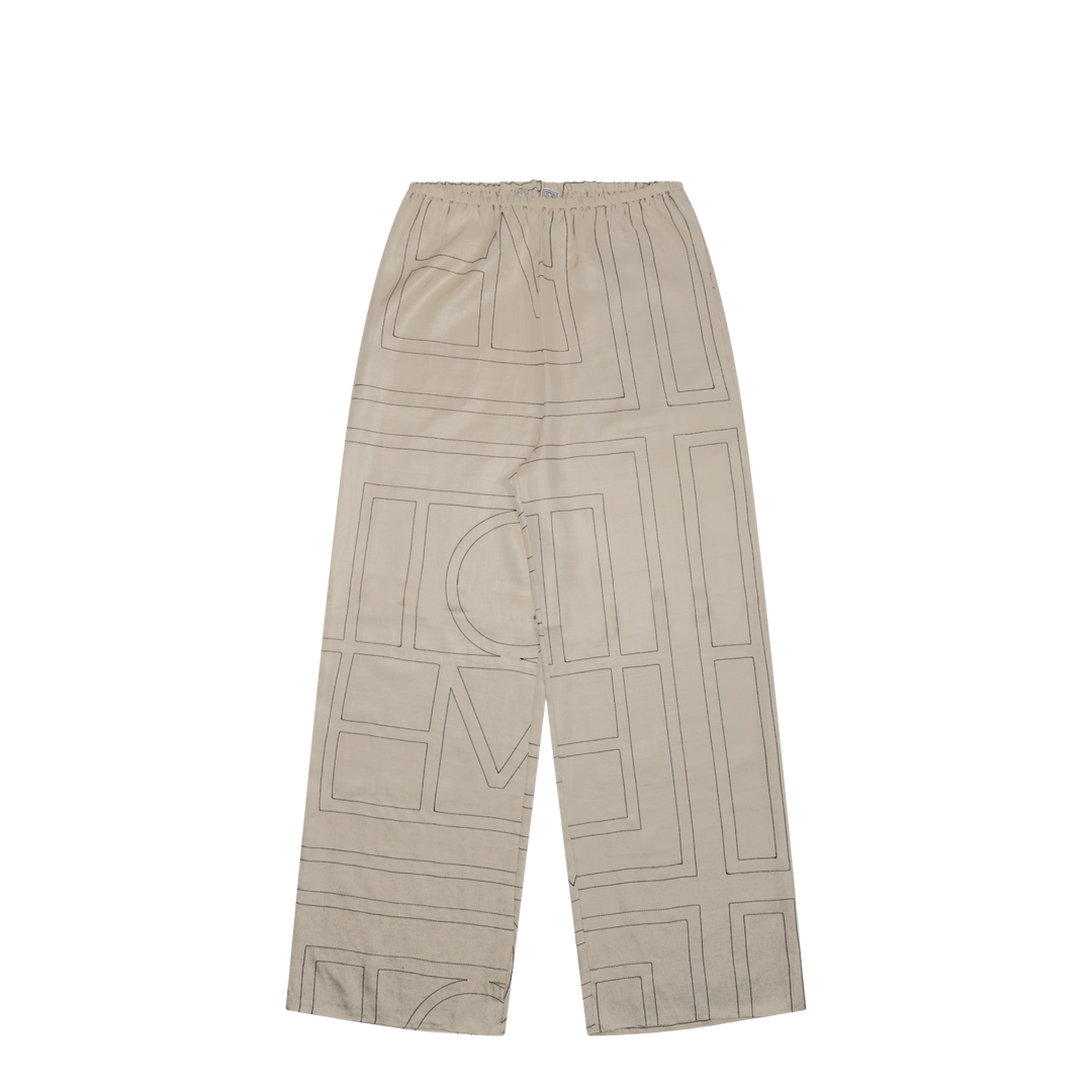 White Pants with All-Over Monogram in Silk
