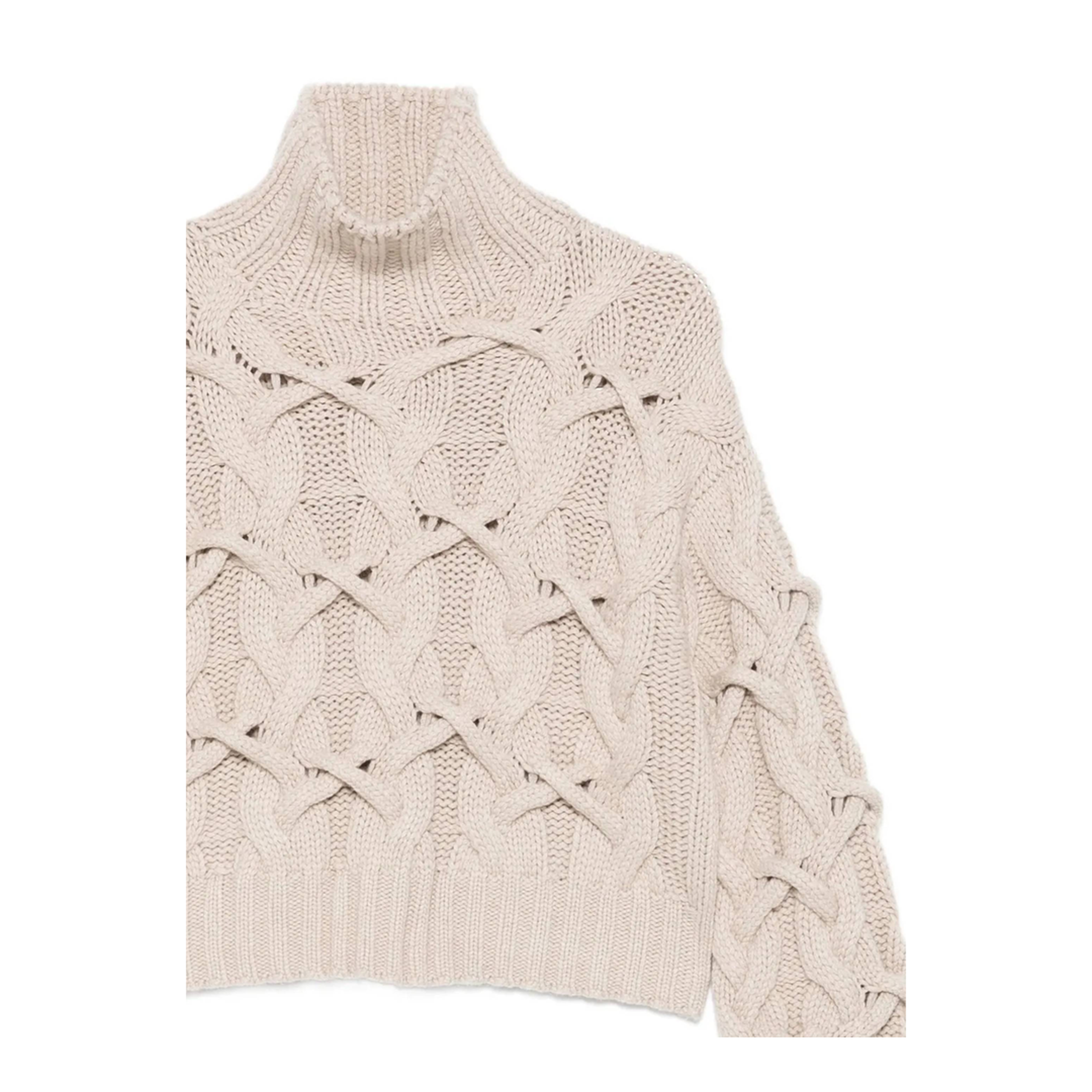 Braided Cashmere Cropped Sweater - Beige