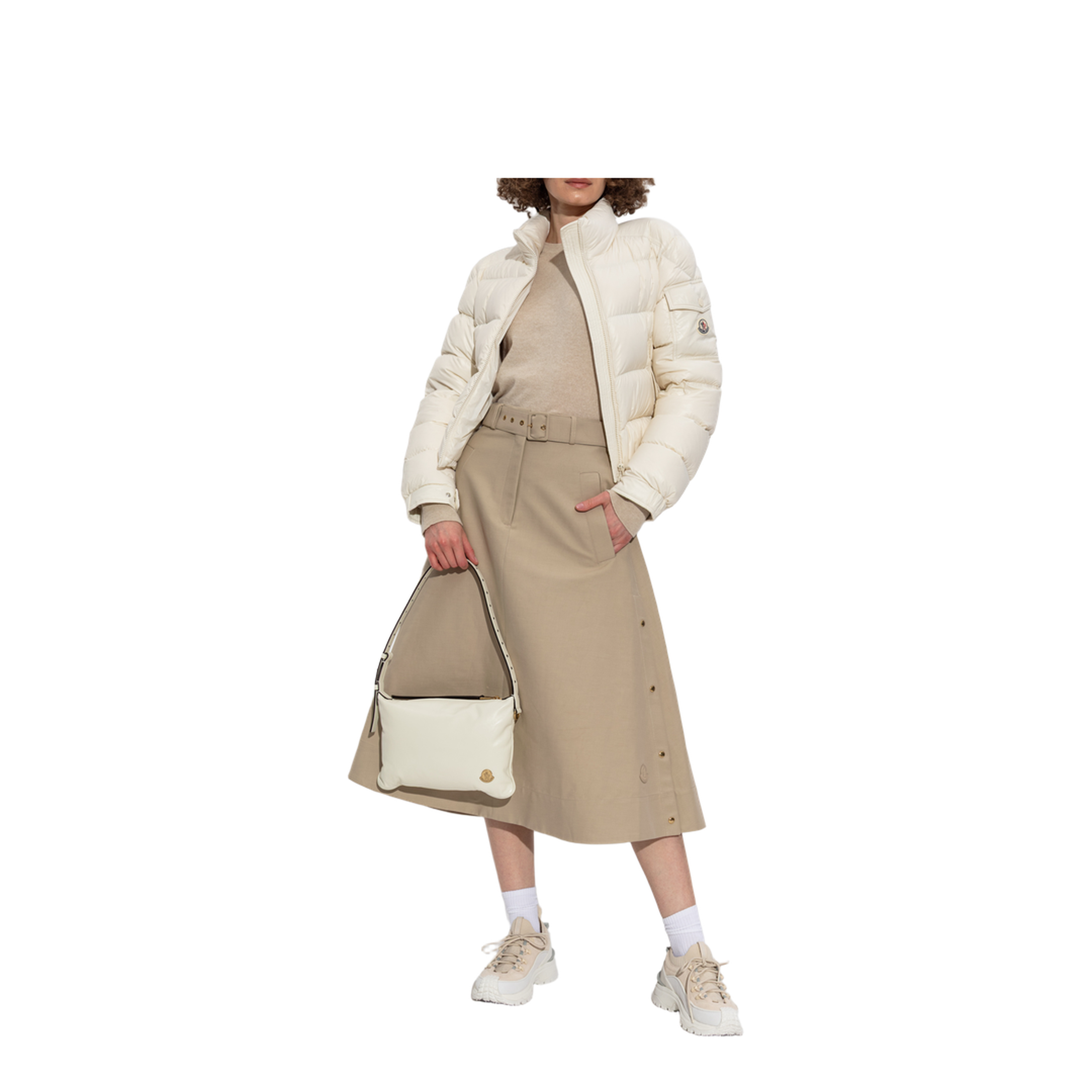 Skirt with Waistband Beige