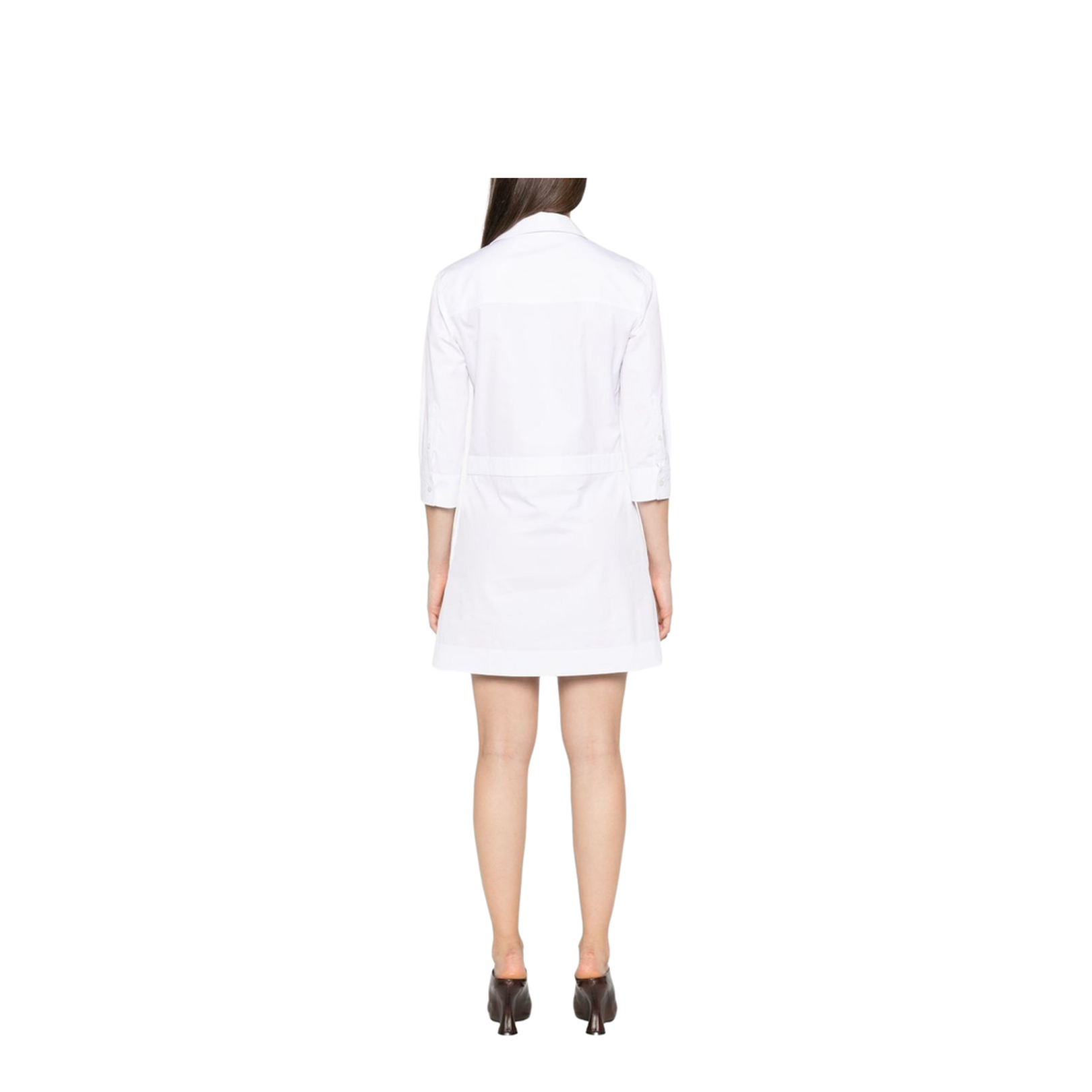 Cotton Poplin Shirt Dress with Horsebit in White