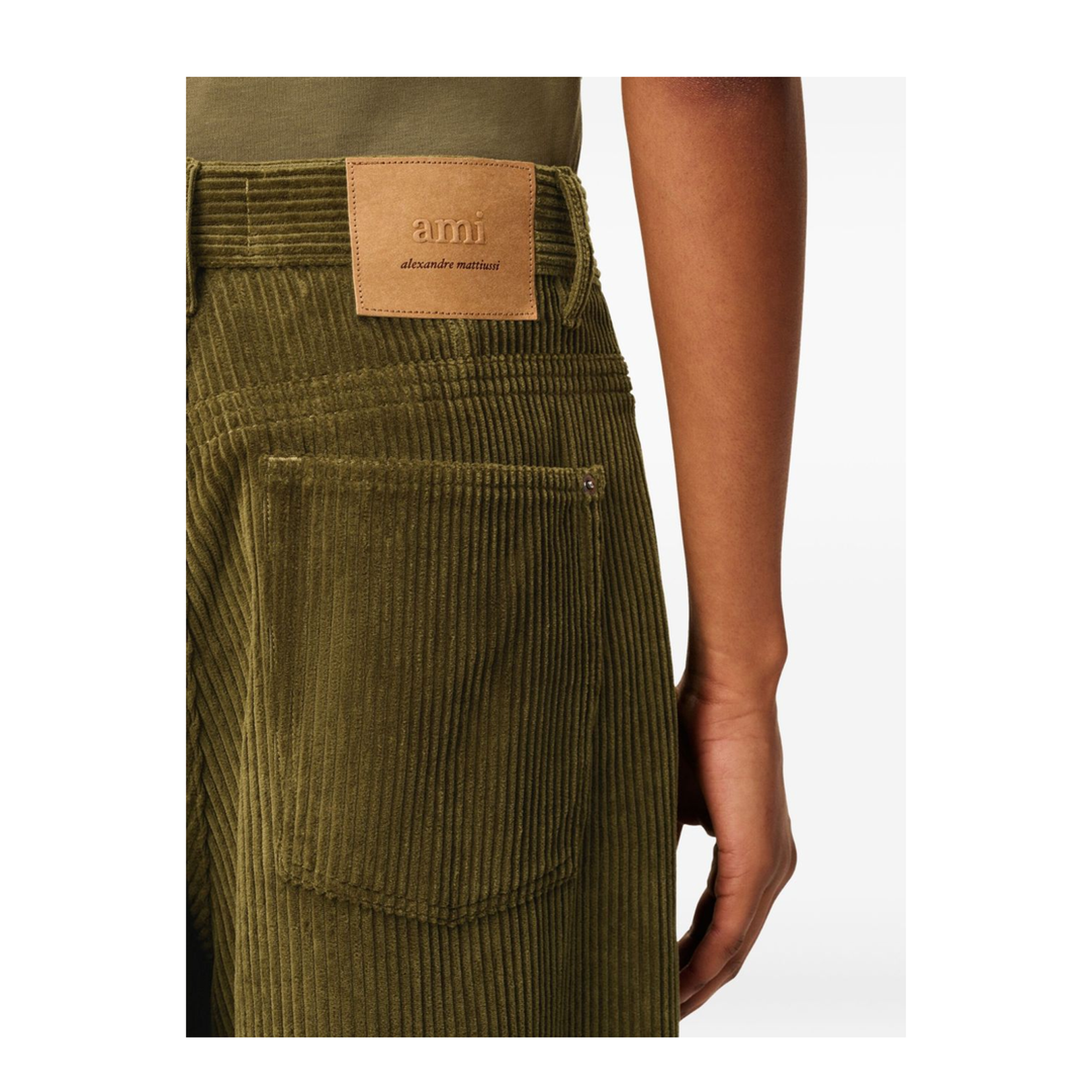 Green Cotton Corduroy Large Fit Trousers