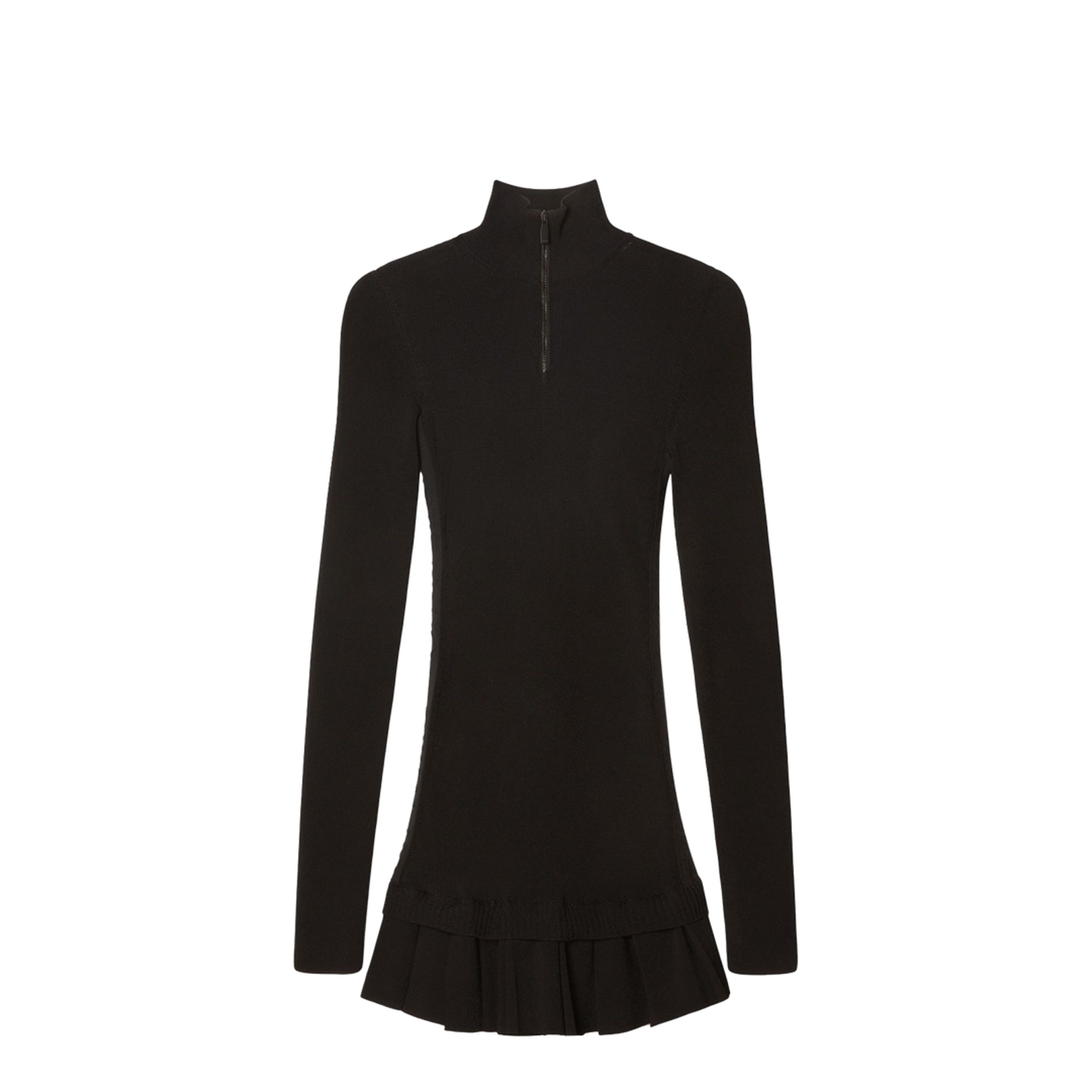 High-Neck Pleated Knitted Minidress