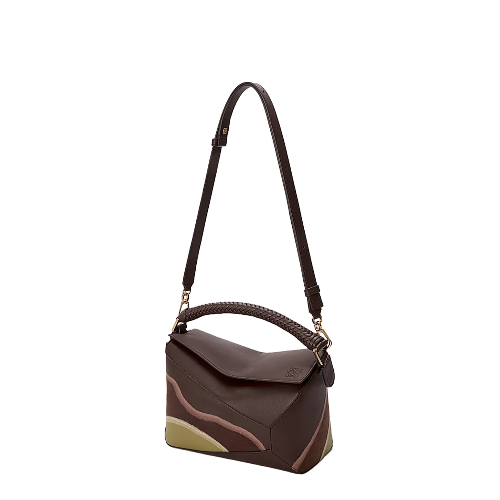 Small Puzzle Edge Landscape Bag in Nappa Calfskin Brown
