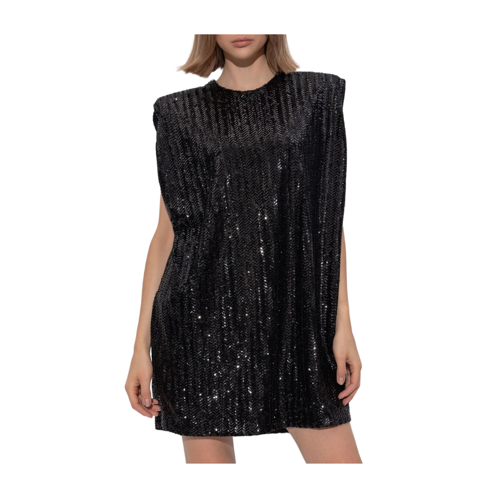Black Shift Dress with Shoulder Pads