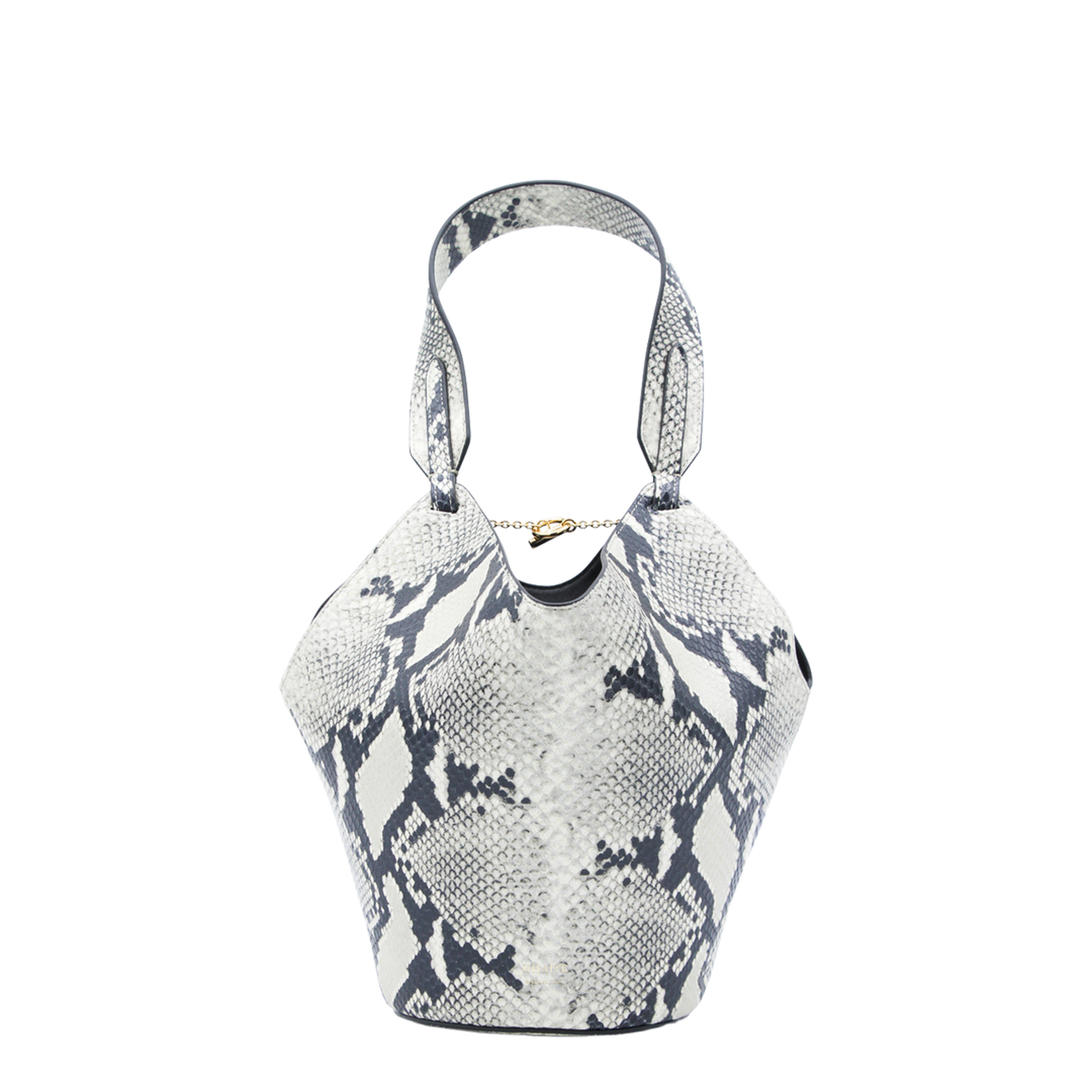 Lotus Mini Python-Embossed Calfskin Tote - Natural