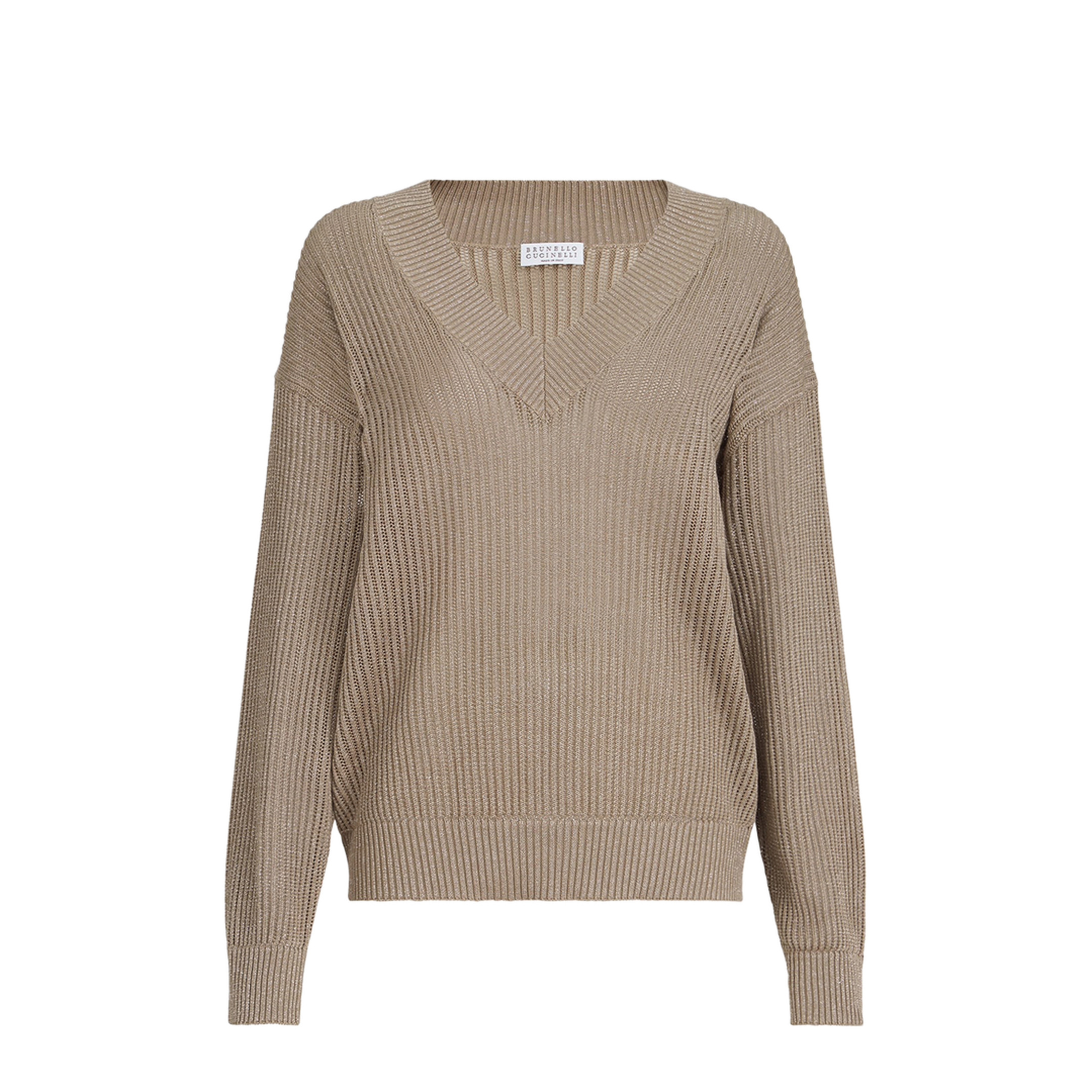 Cotton Ribbed Net Sweater - Walnut