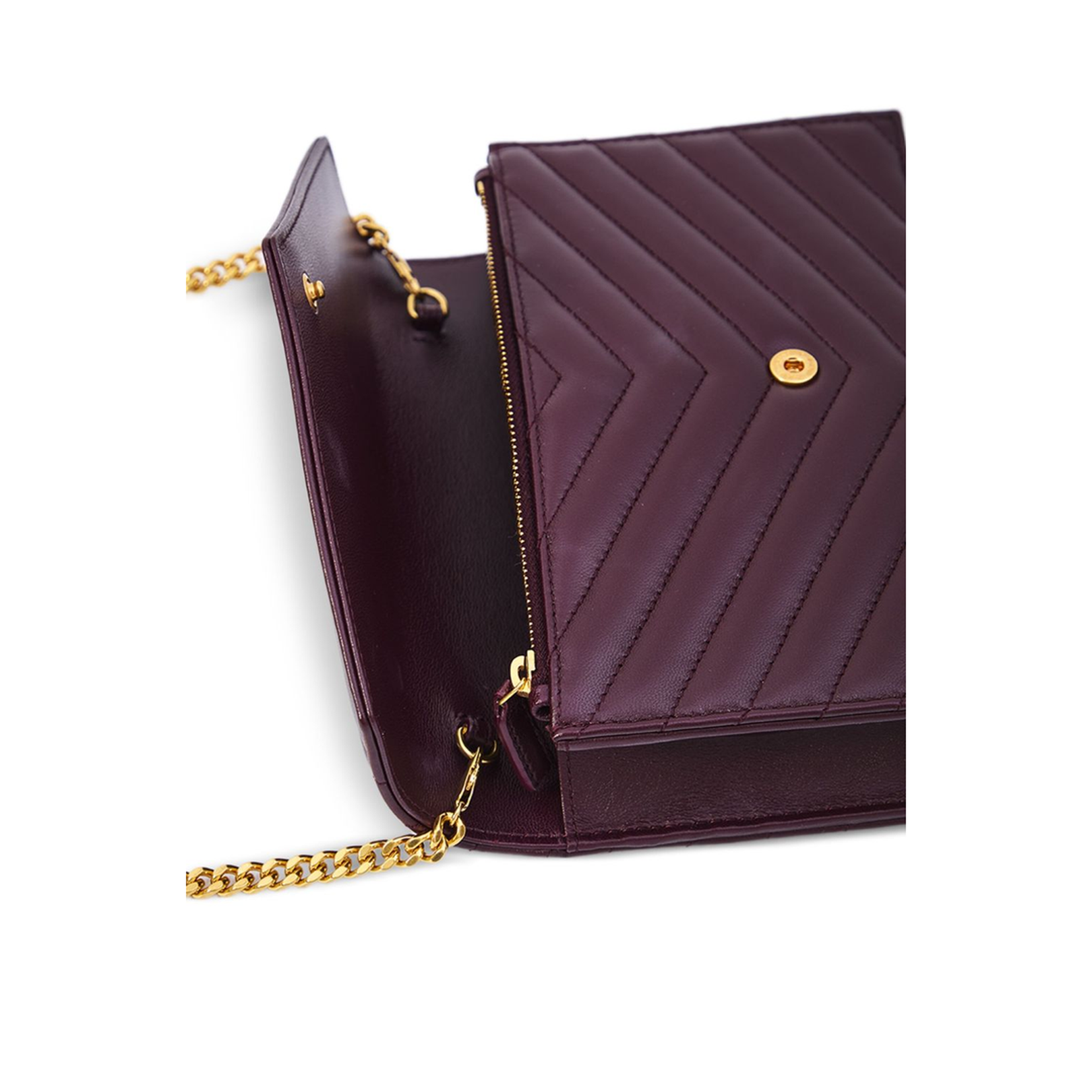 Chevron Quilted Envelope Chain Wallet