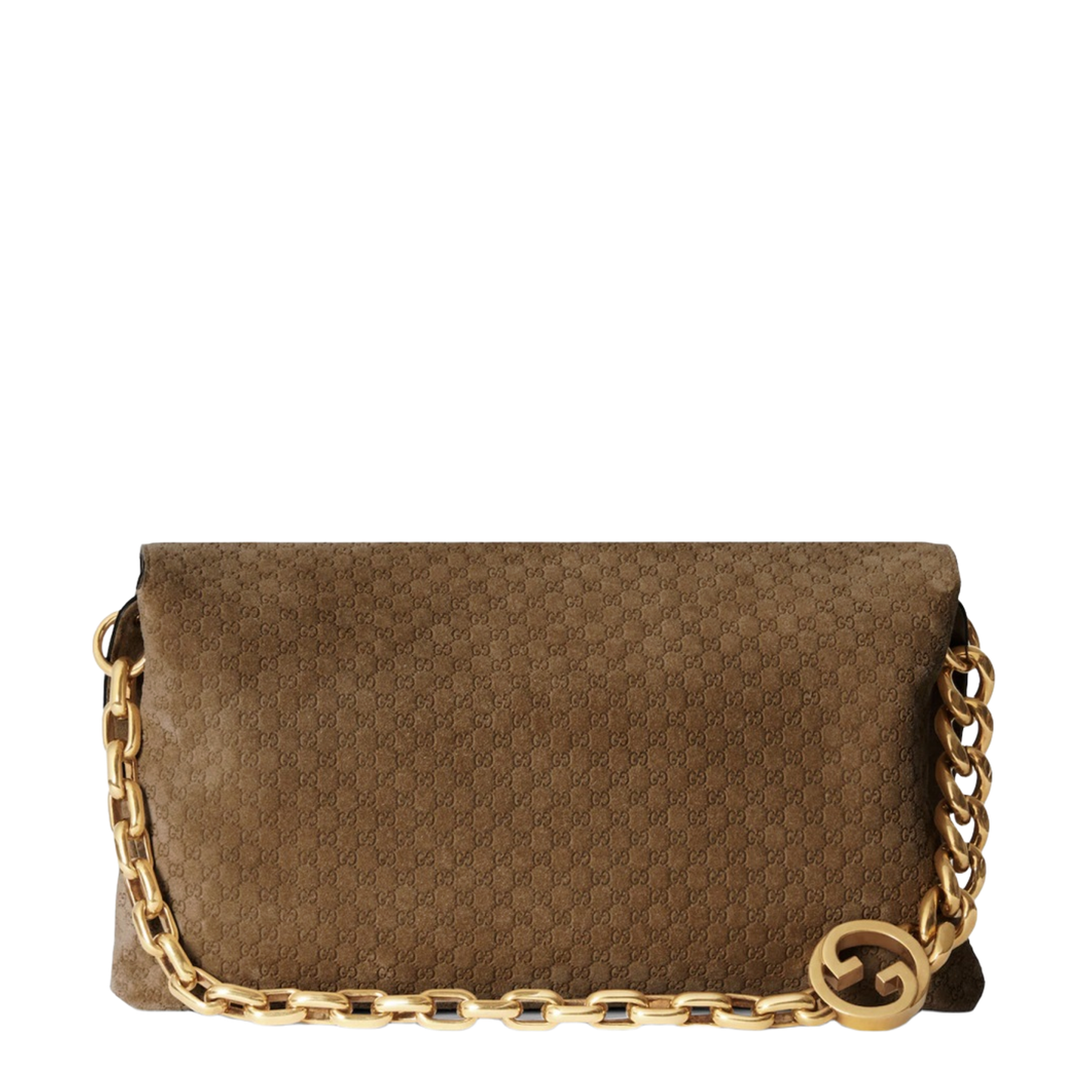 Large Shoulder Bag GG Suede Brown