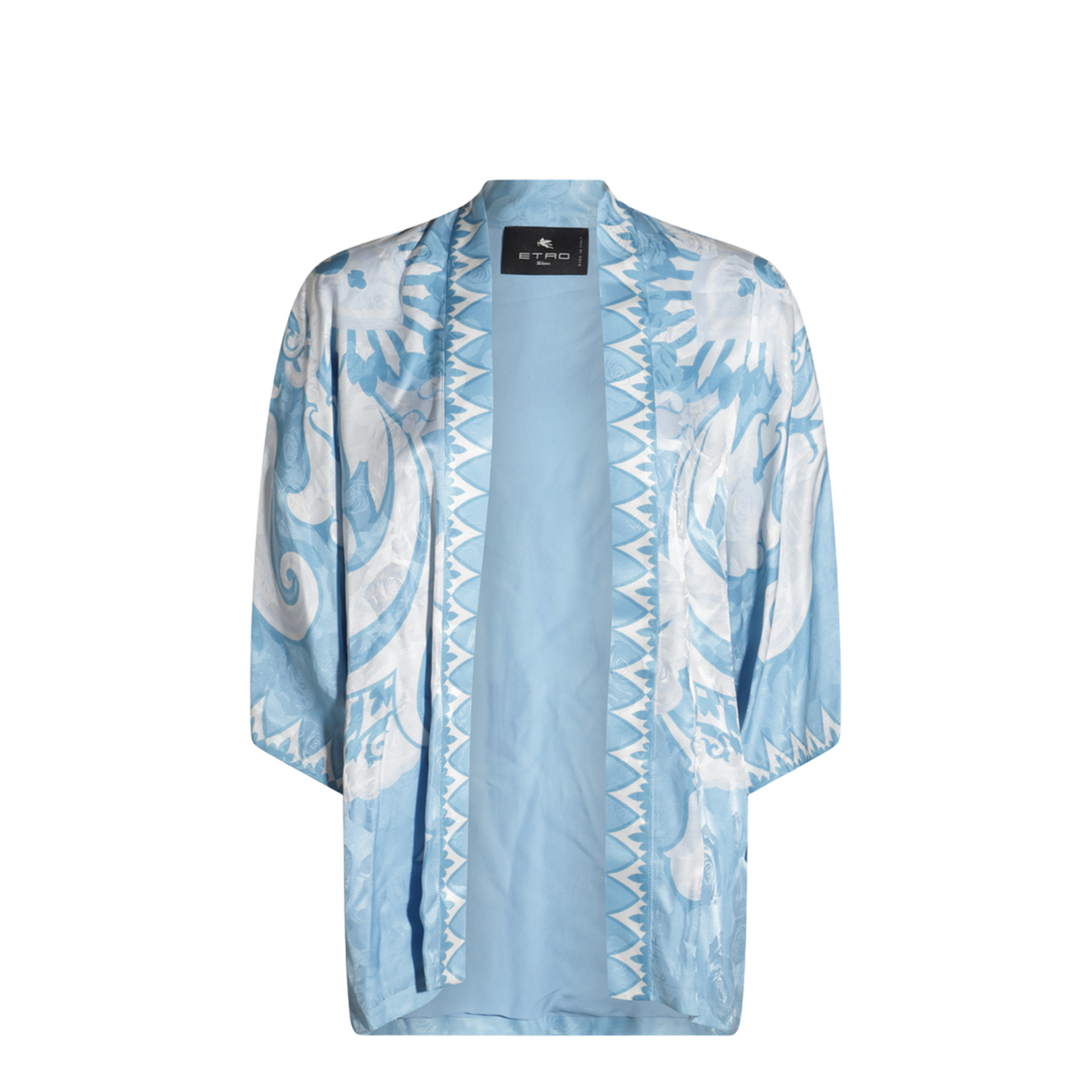 Long Sleeve Top In Light Blue/White