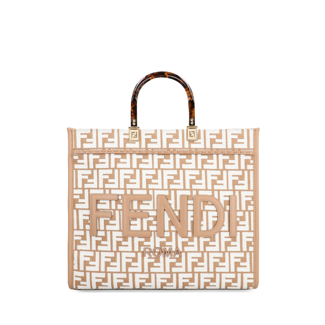Sunshine Medium
Beige Raffia FF Pattern Bag