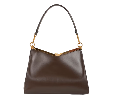 Vela Medium Shoulder Bag Leather Brown