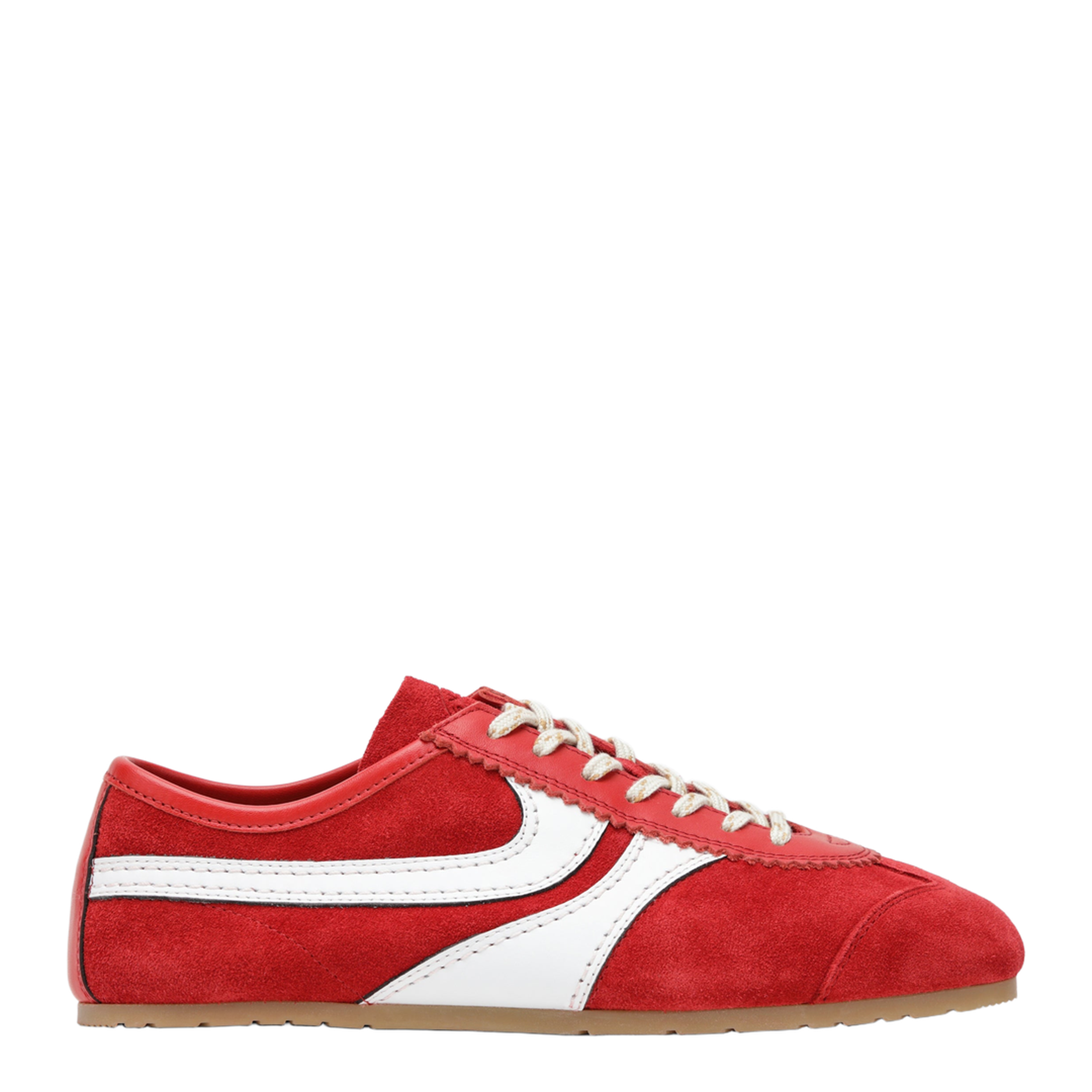 Red White Leather and Suede Sneakers