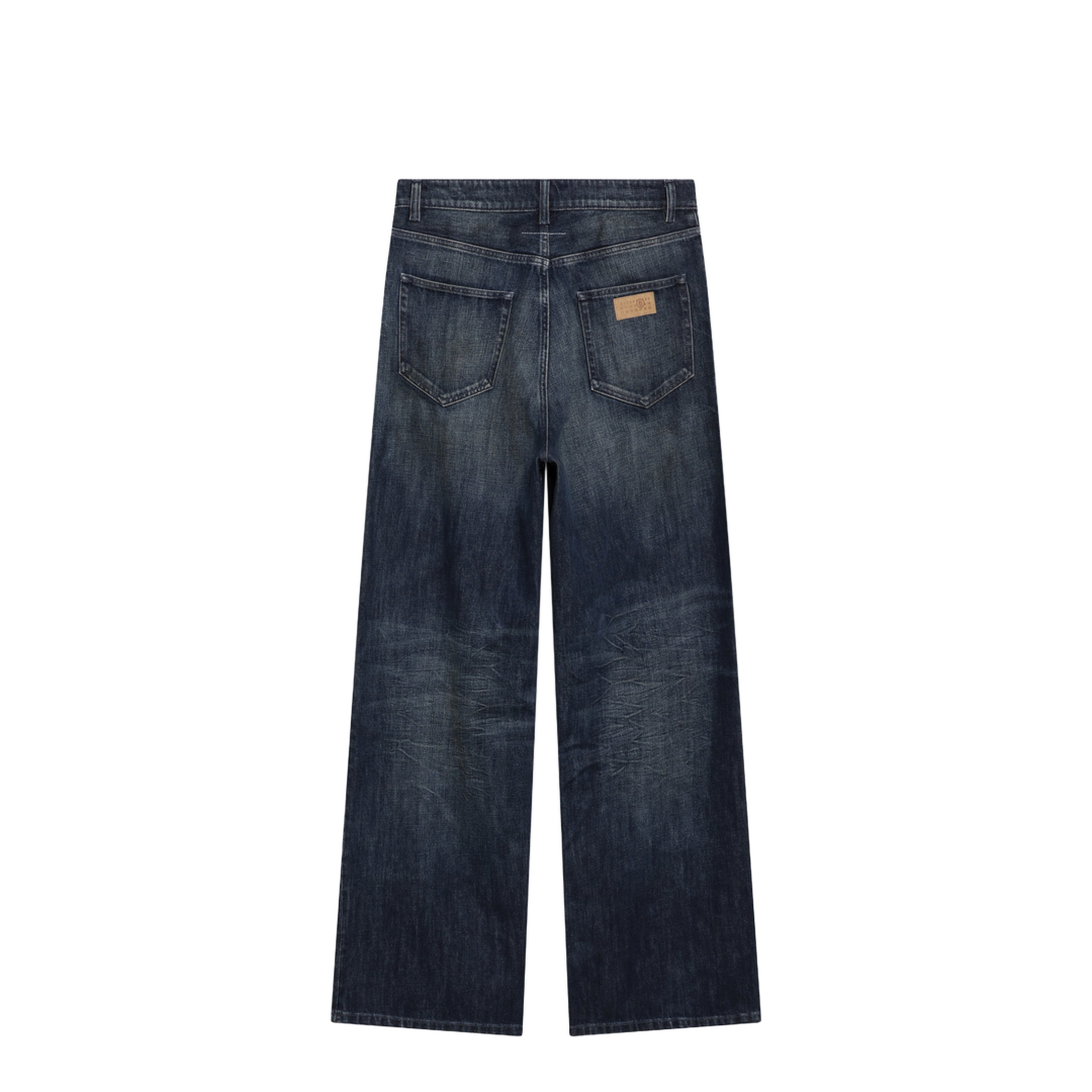 Wide Blue Washed Denim Jeans