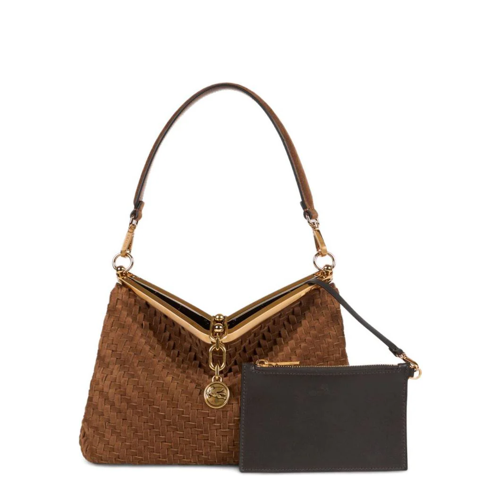 Medium Woven Suede Vela Bag