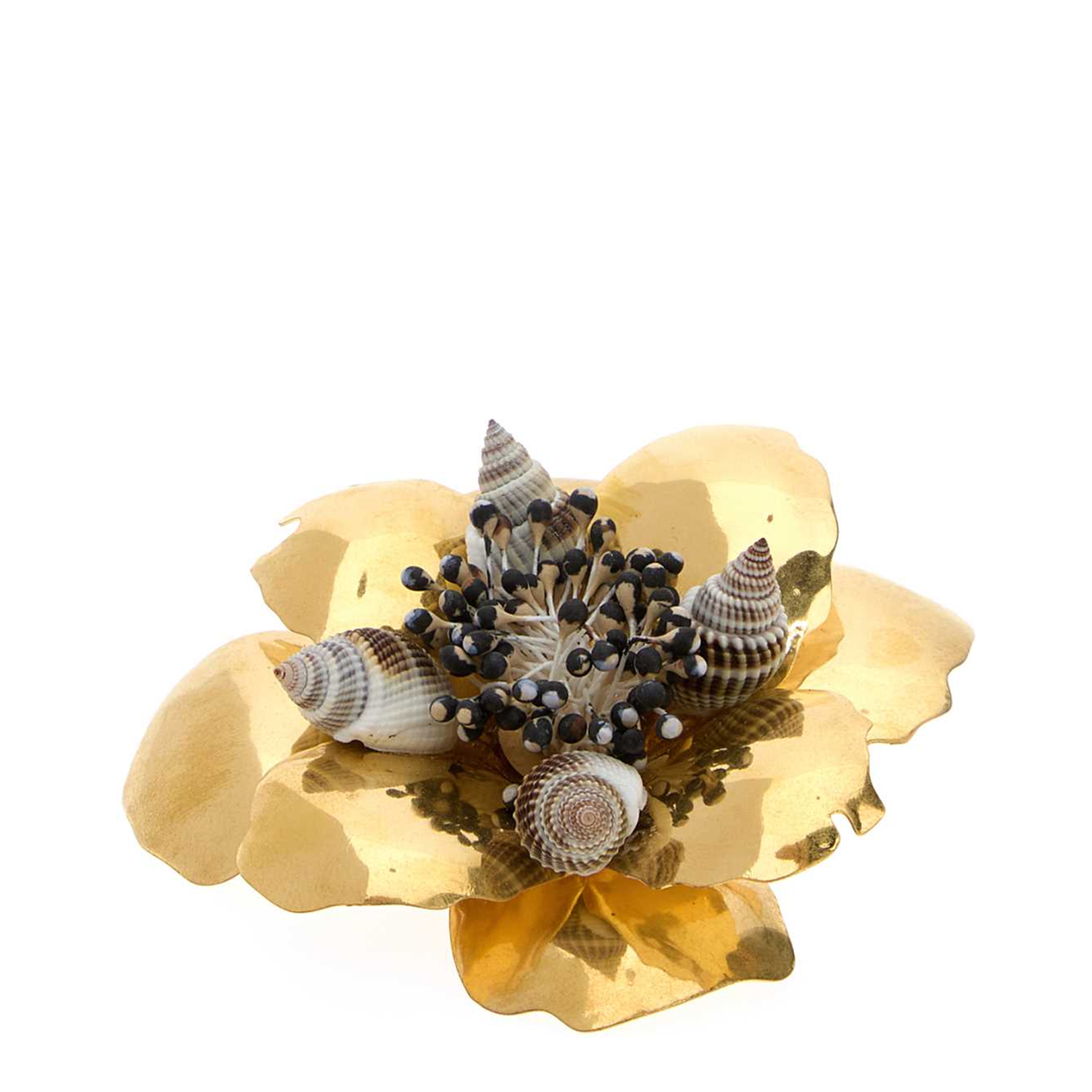 Gold Metal Fleur Lumineuse Brooch