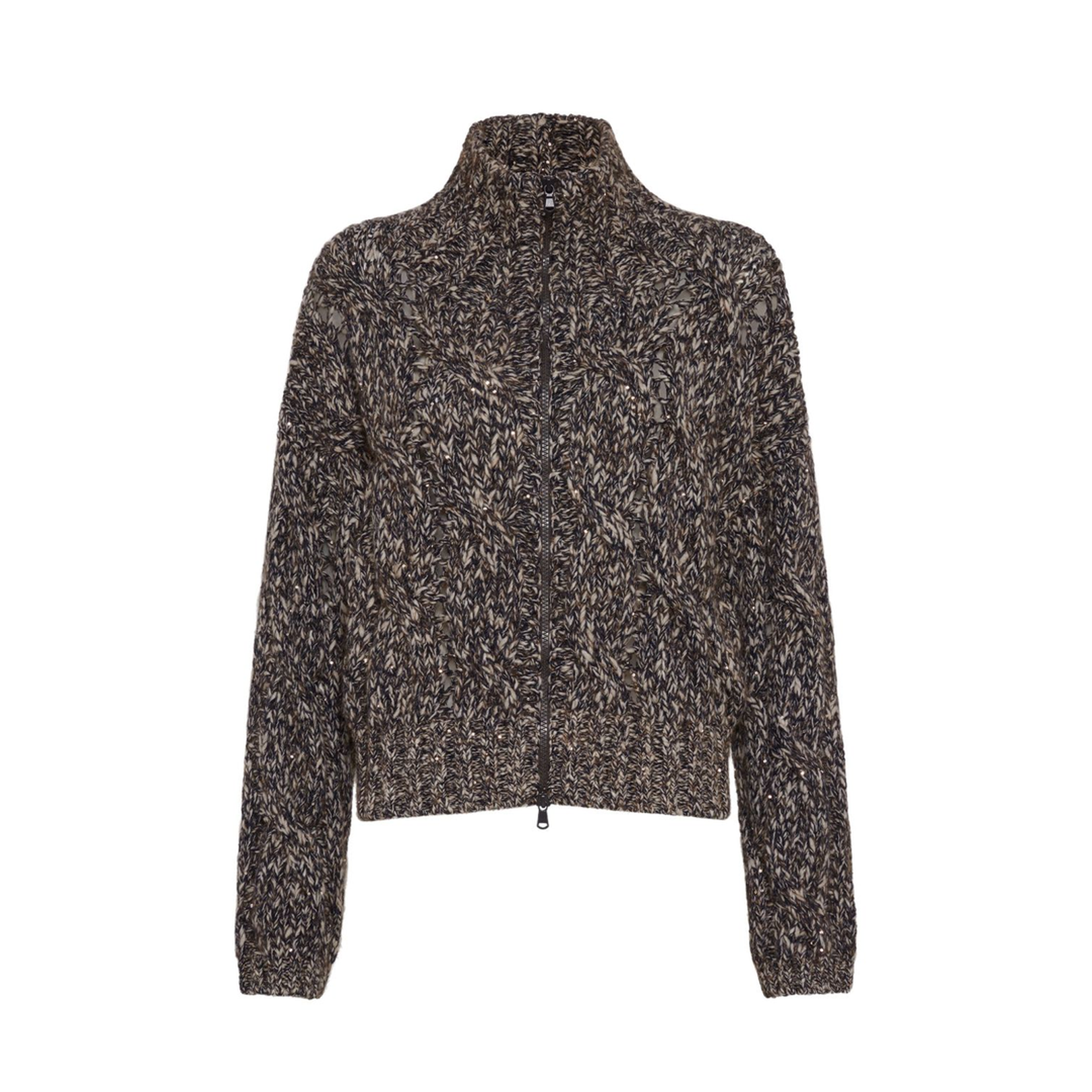 Dazzling Chinée Cardigan with Zipper in Blue