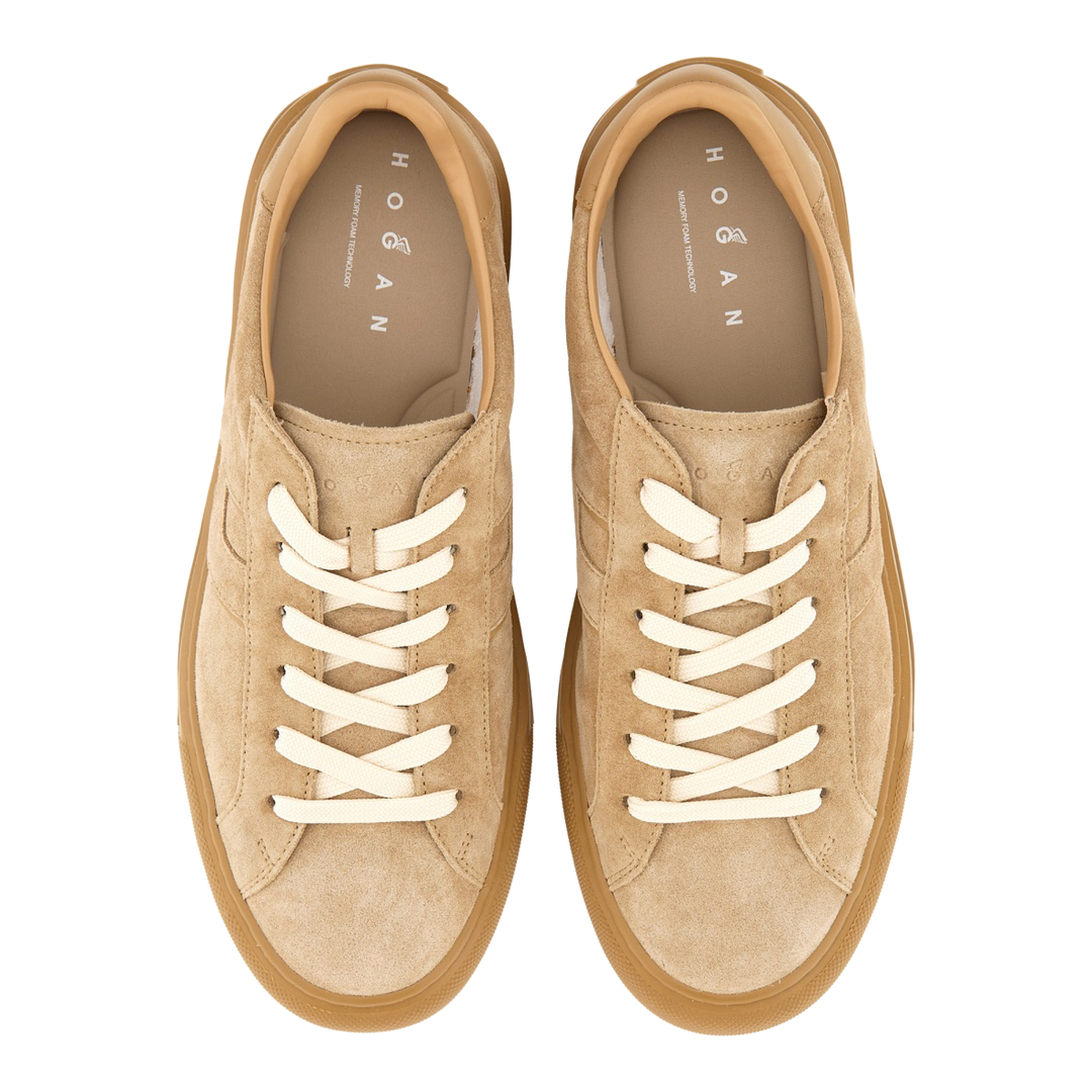 Beige Front Lace-Up Fastening Sneakers