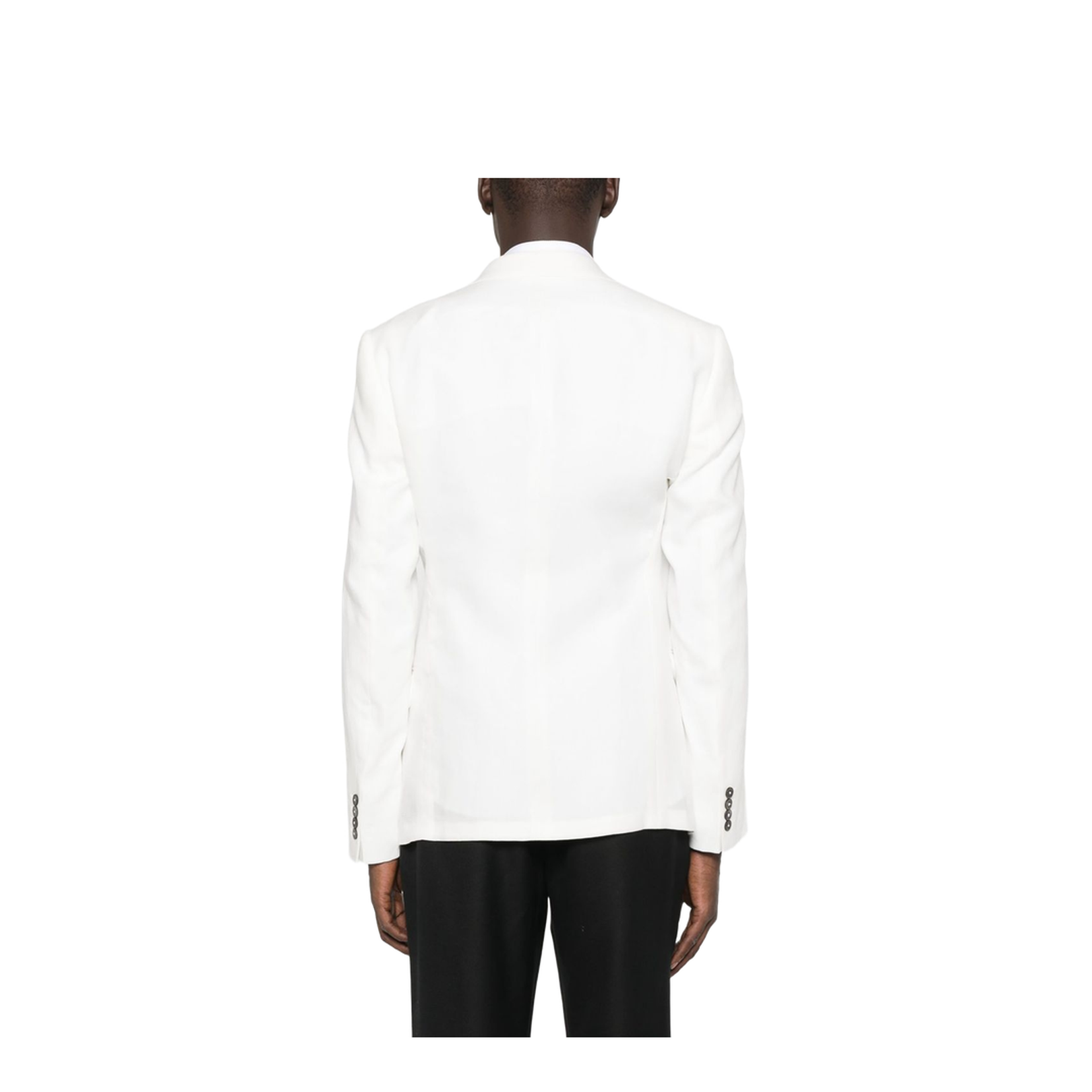White Double-Breasted Button Fastening Long Sleeves Buttoned Cuffs Flap Pockets