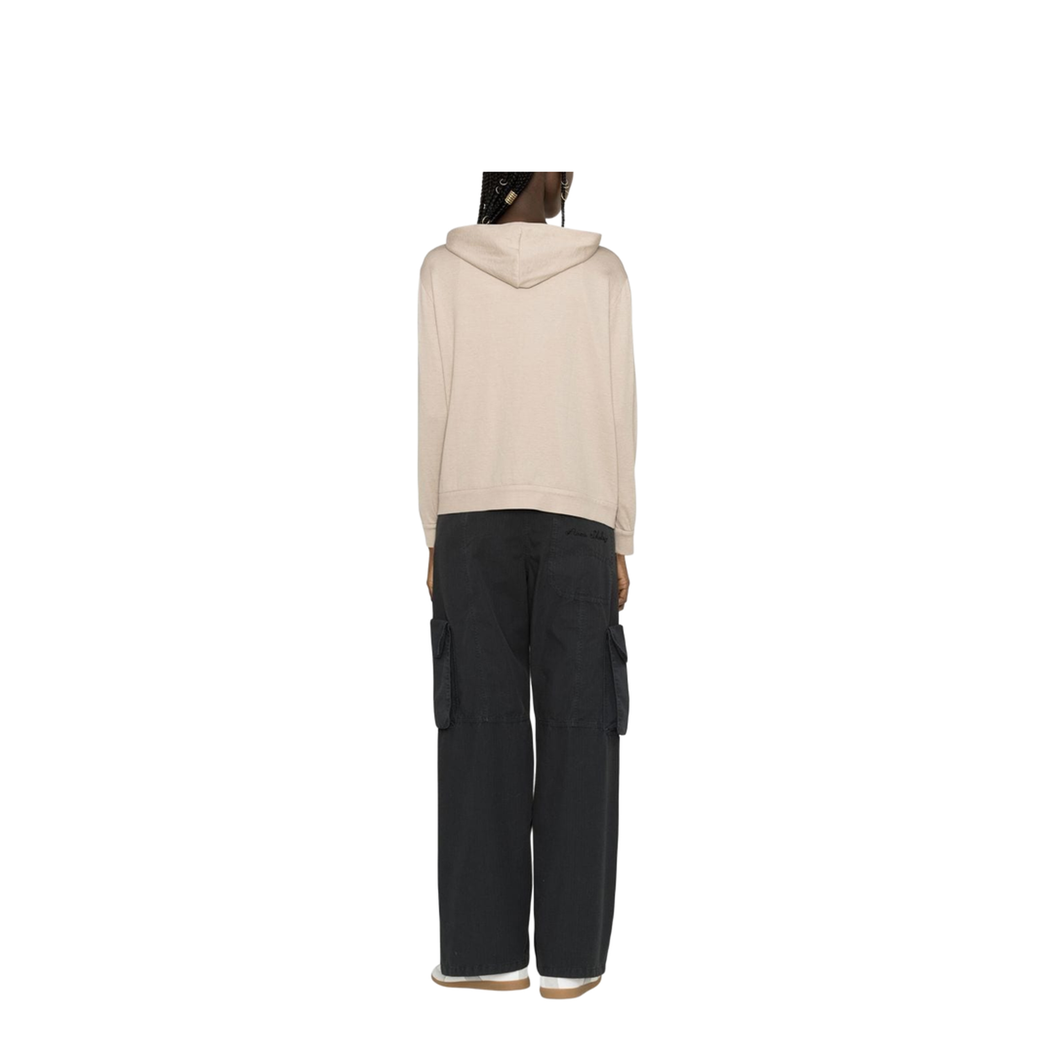 Two-Pocket Zip-Up Hoodie Beige