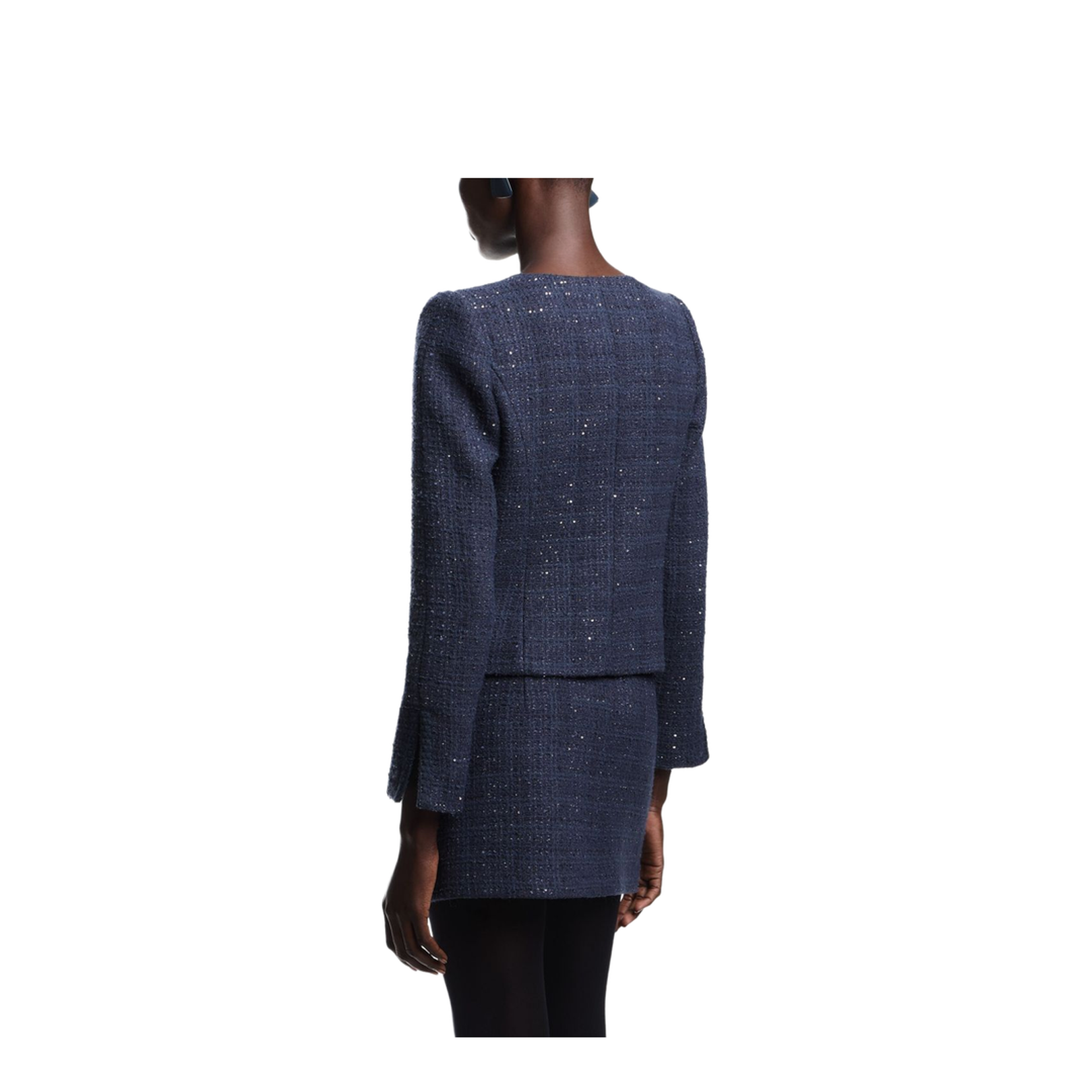 Lurex Tweed Zip-Up Jacket with Micro Sequins