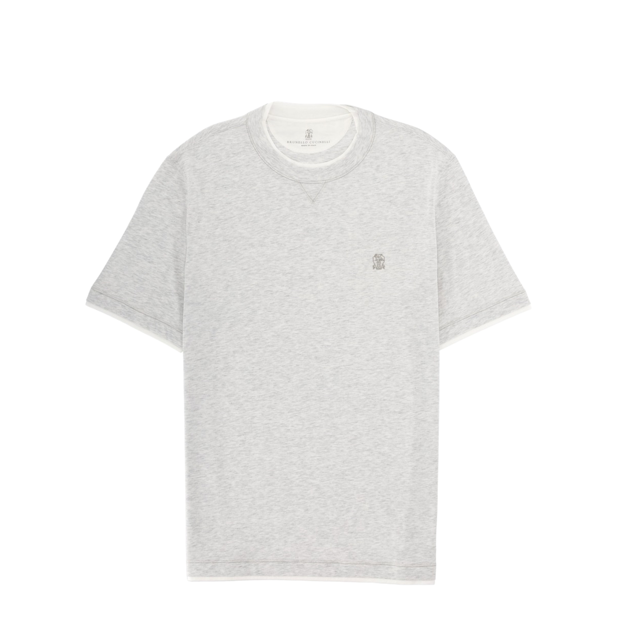 T-Shirt with Faux-Layering in Pearl Grey