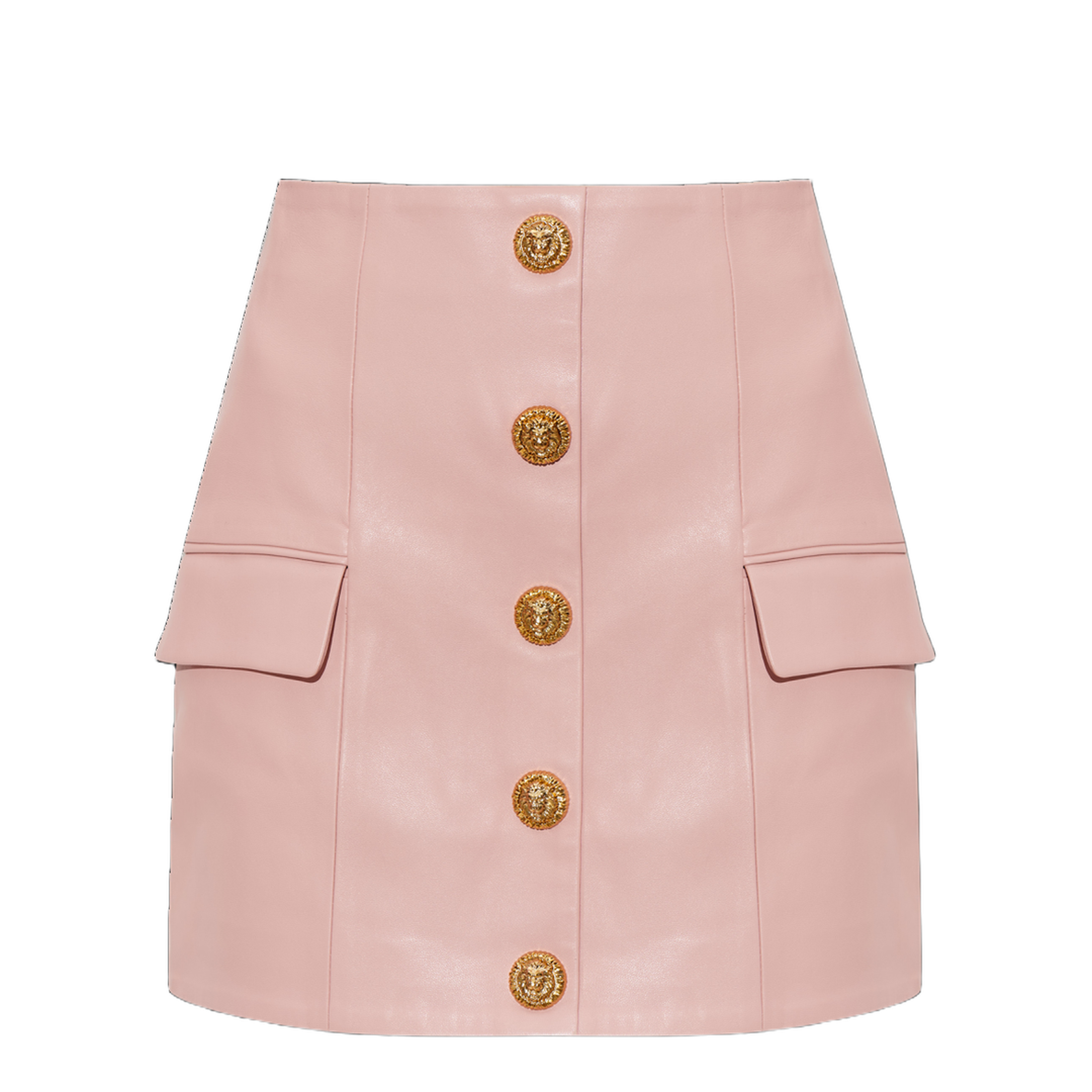 Short Lambskin Skirt with Buttons