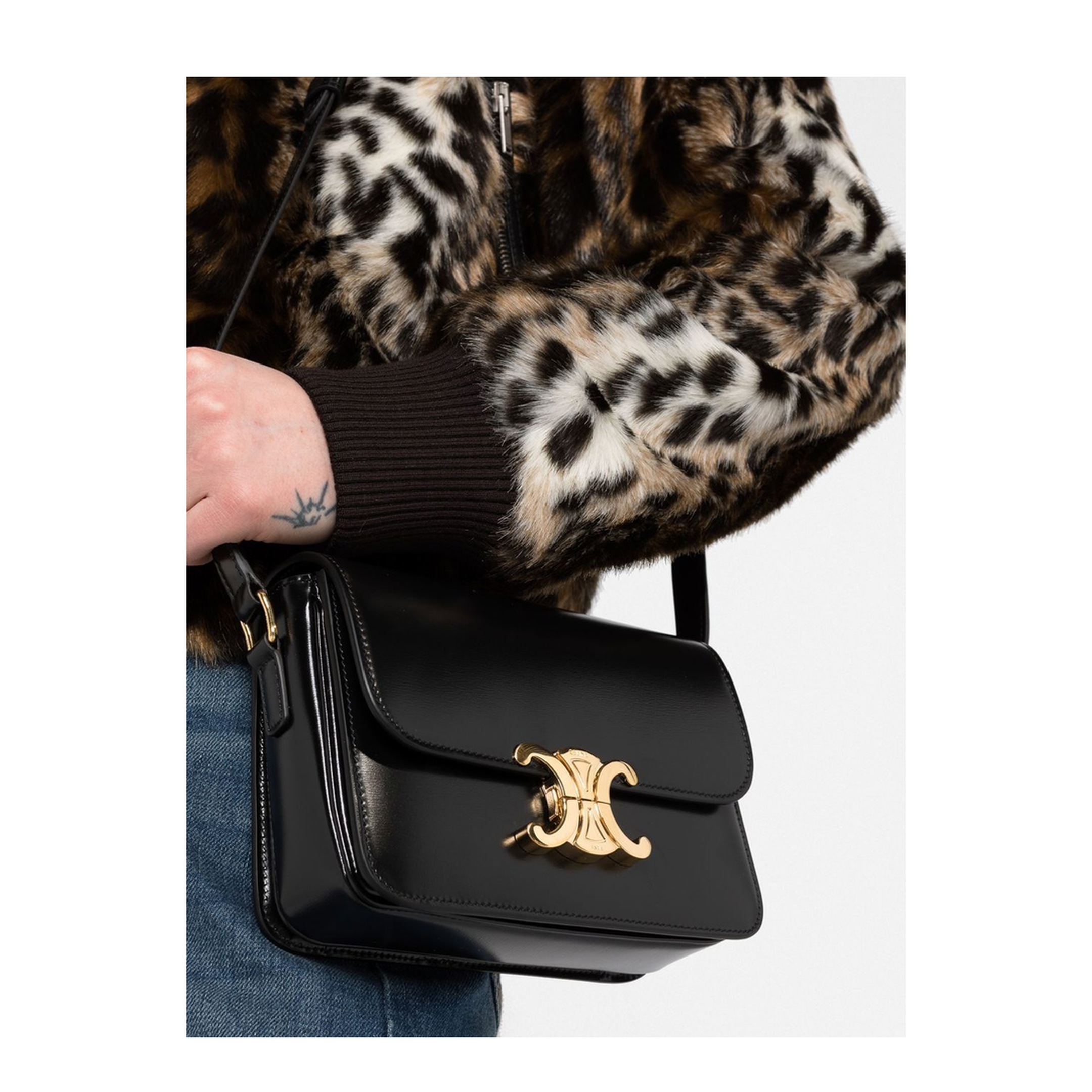 Teen Triomphe Shoulder Bag, Gold Hardware