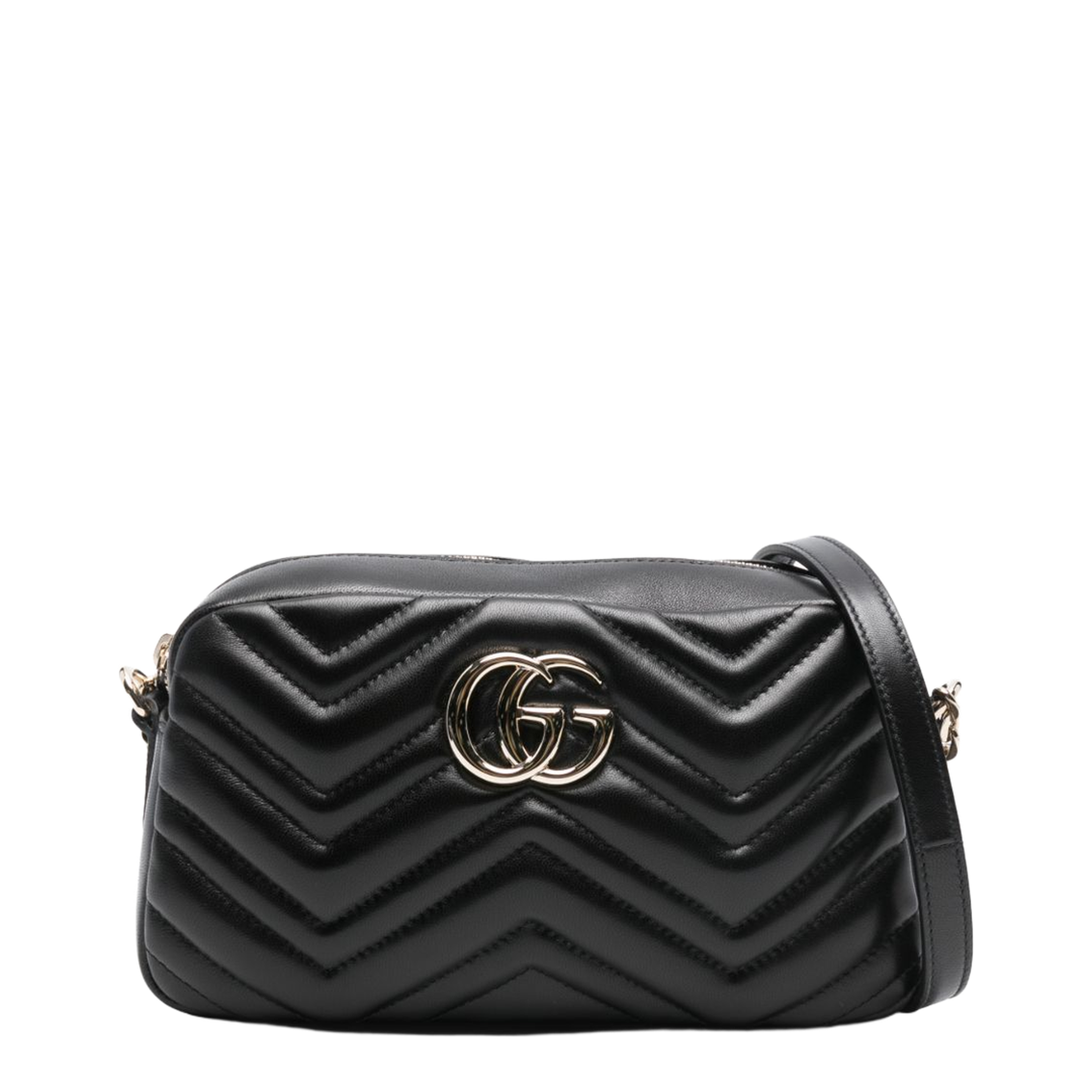 GG Marmont Small Matelassé Leather Camera Bag - Black