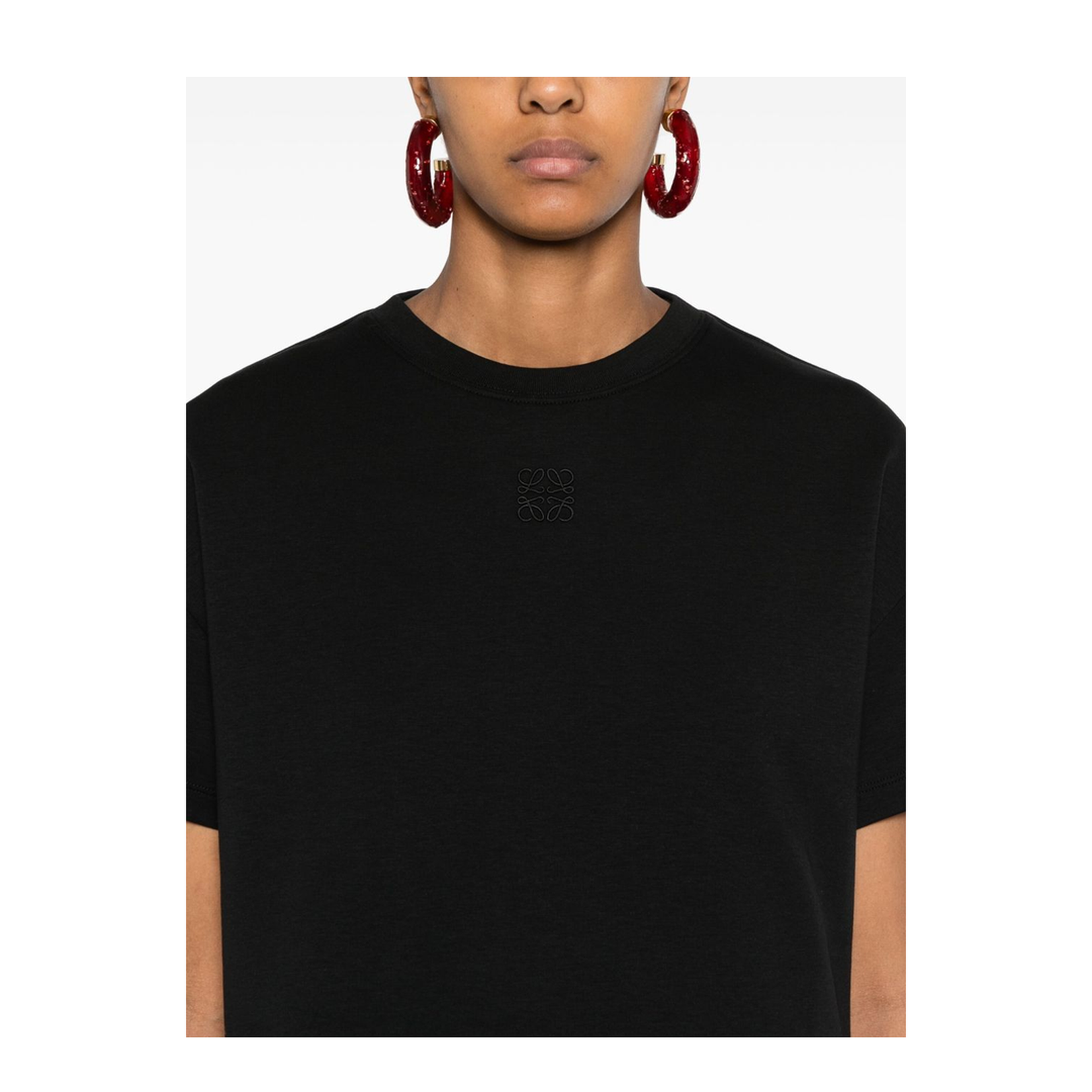 Asymmetric T-Shirt in Cotton Blend Black