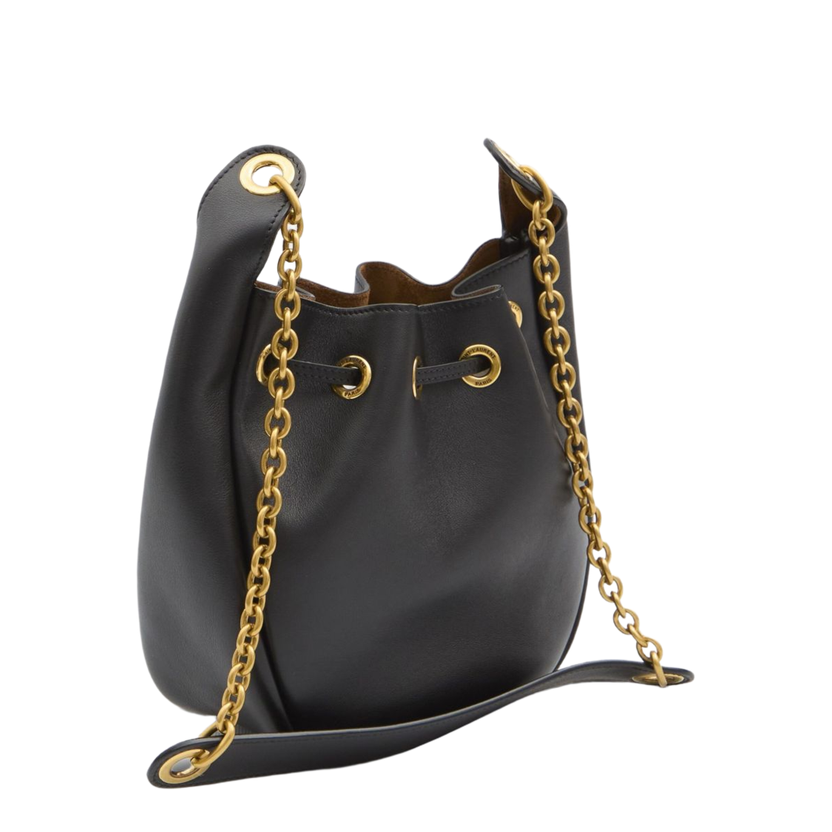 Supple Medium Leather Bucket Bags - Black