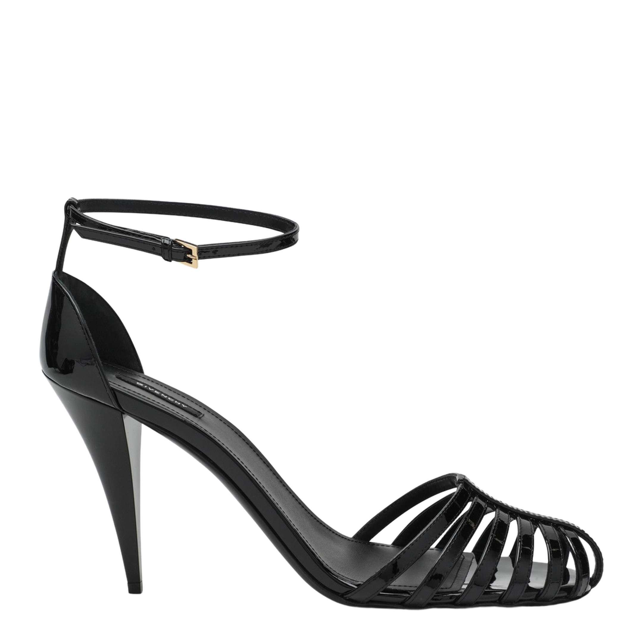Patent Leather Cage Heeled Sandals