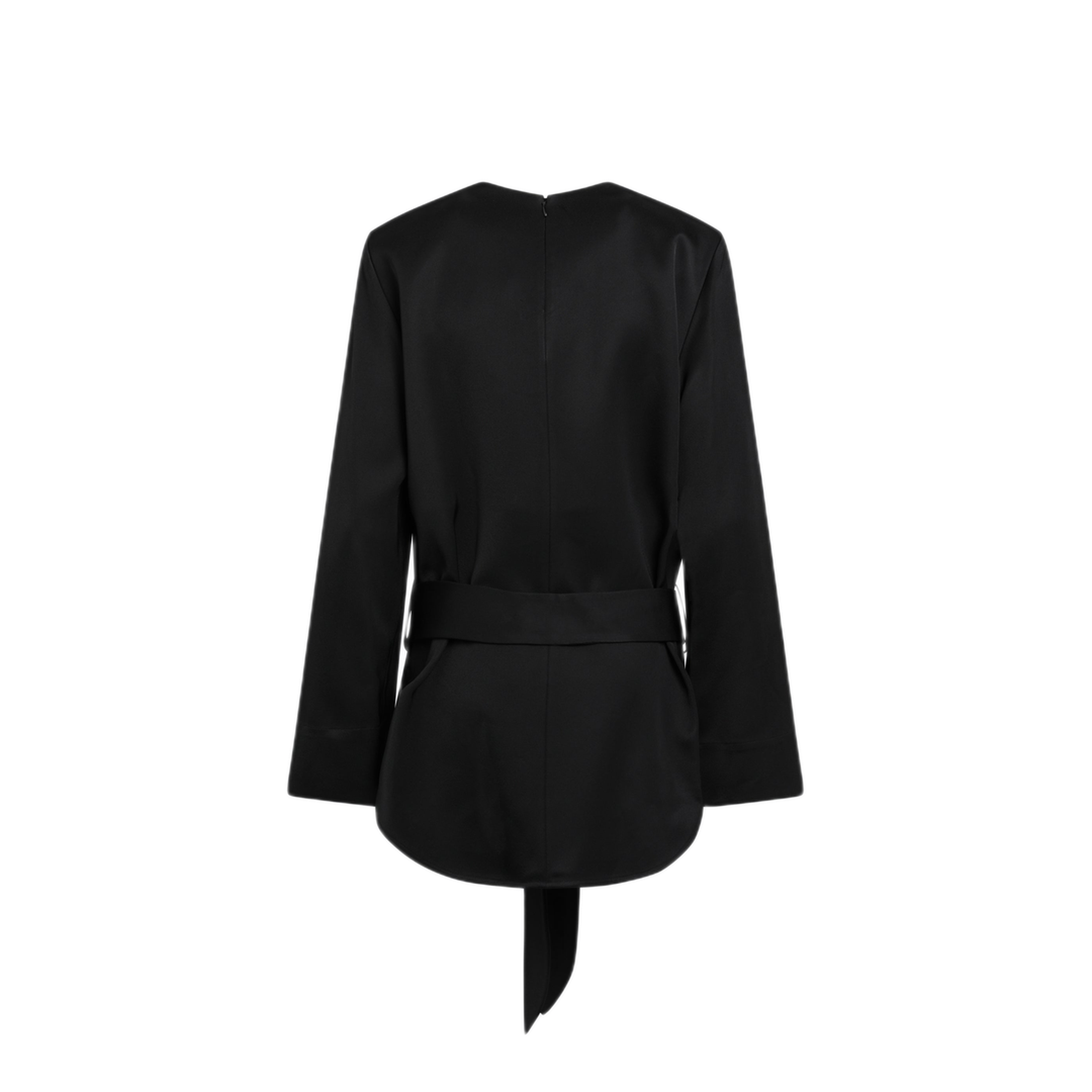 MAYFEYR - Toteme - Heavy Satin Tunic With Belt In Black - 263-WRT0763FB0671001