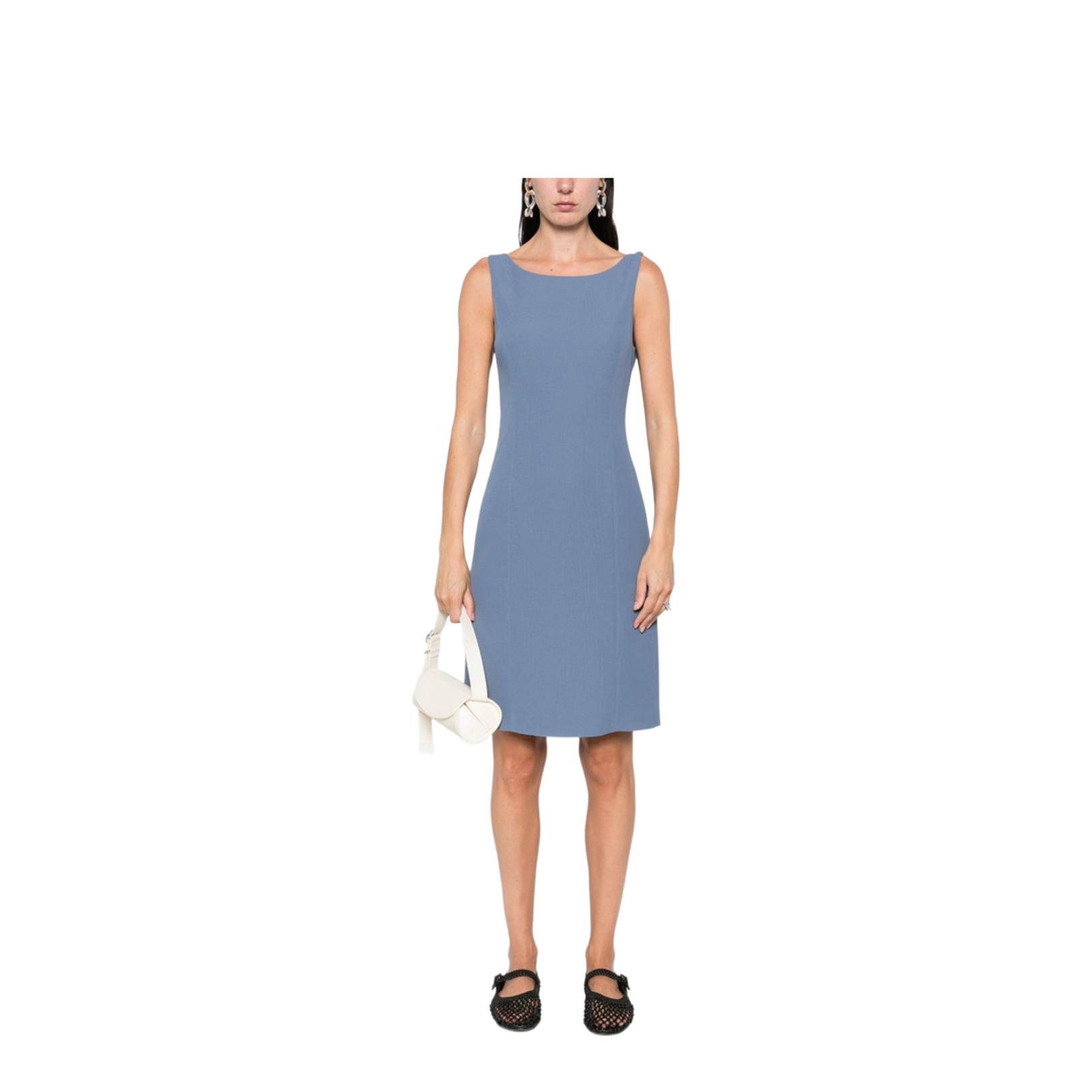 Waffle-weave Technical Fabric Sheath Dress