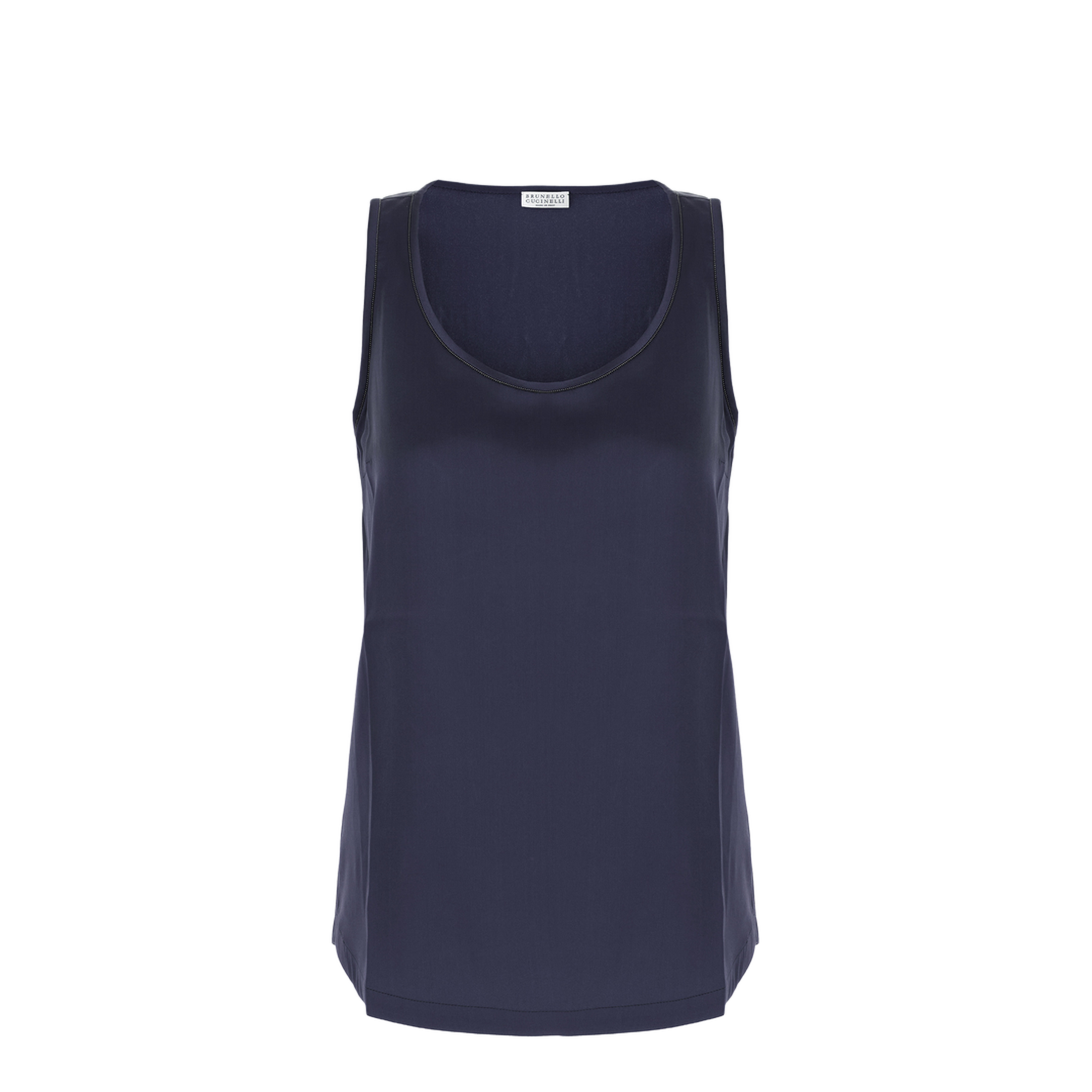 Navy Blue Stretch Silk Top
