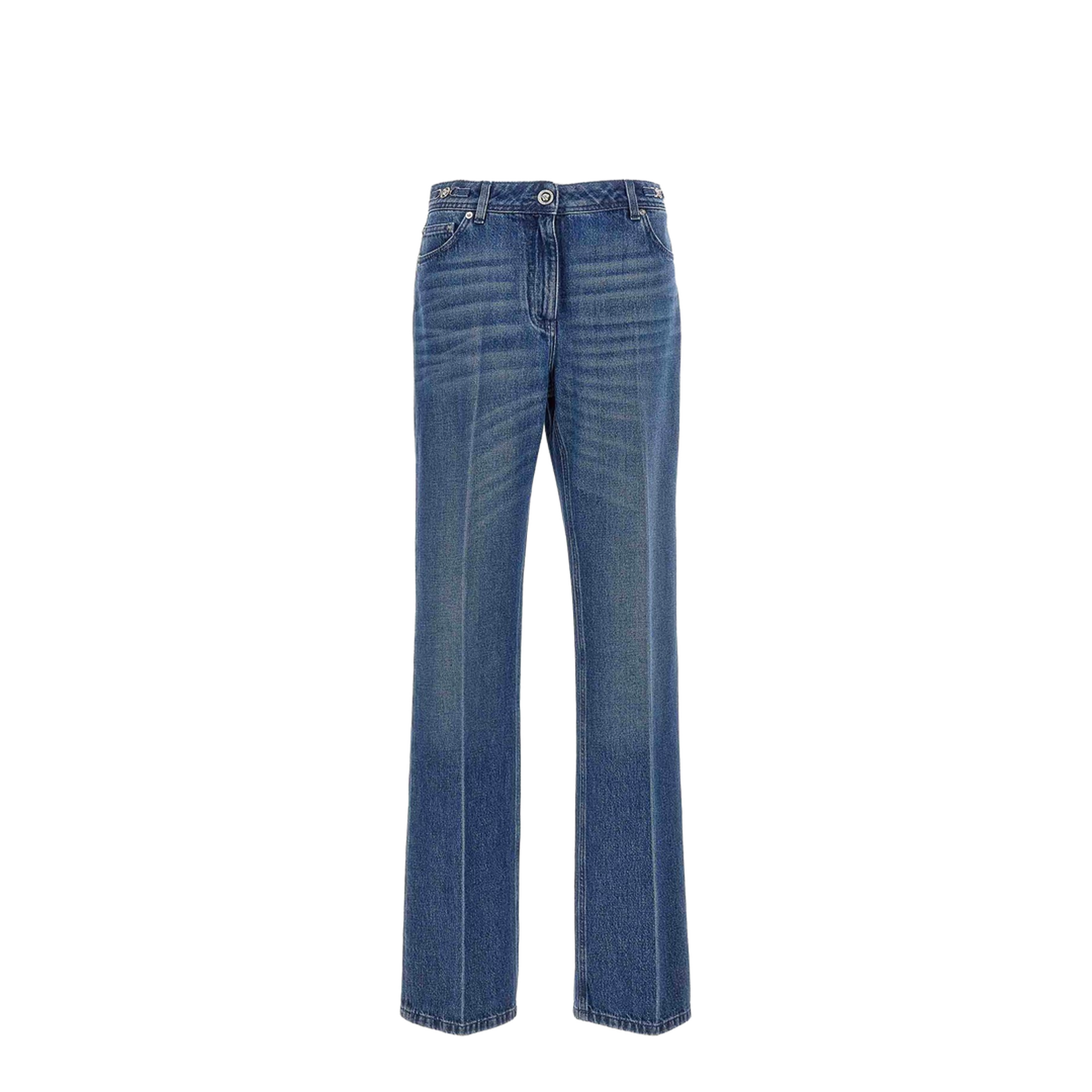 Logo-plaque Straight-leg Jeans In Blue