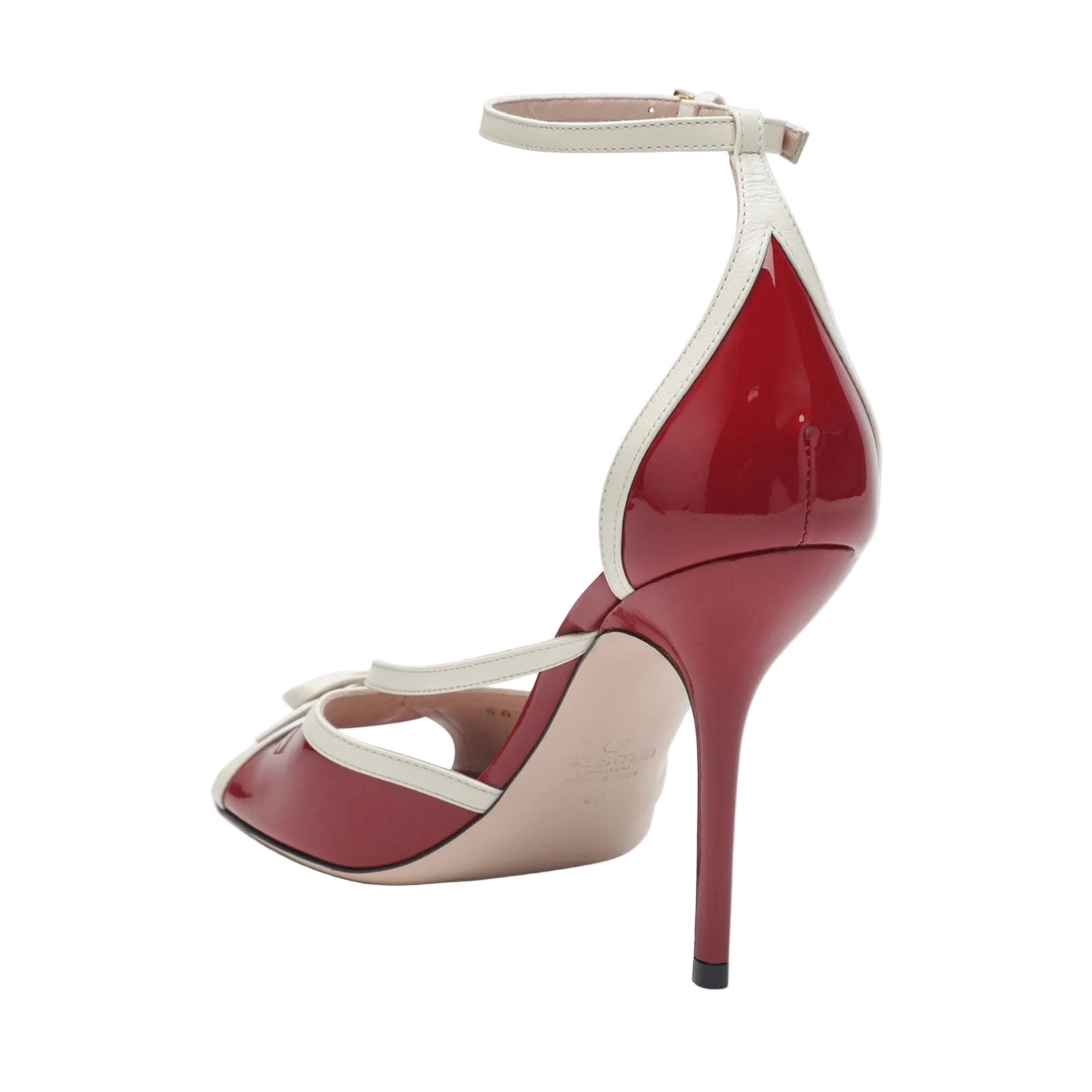Bepointy Sandal Red/Ivory in Patent Leather and Kidskin