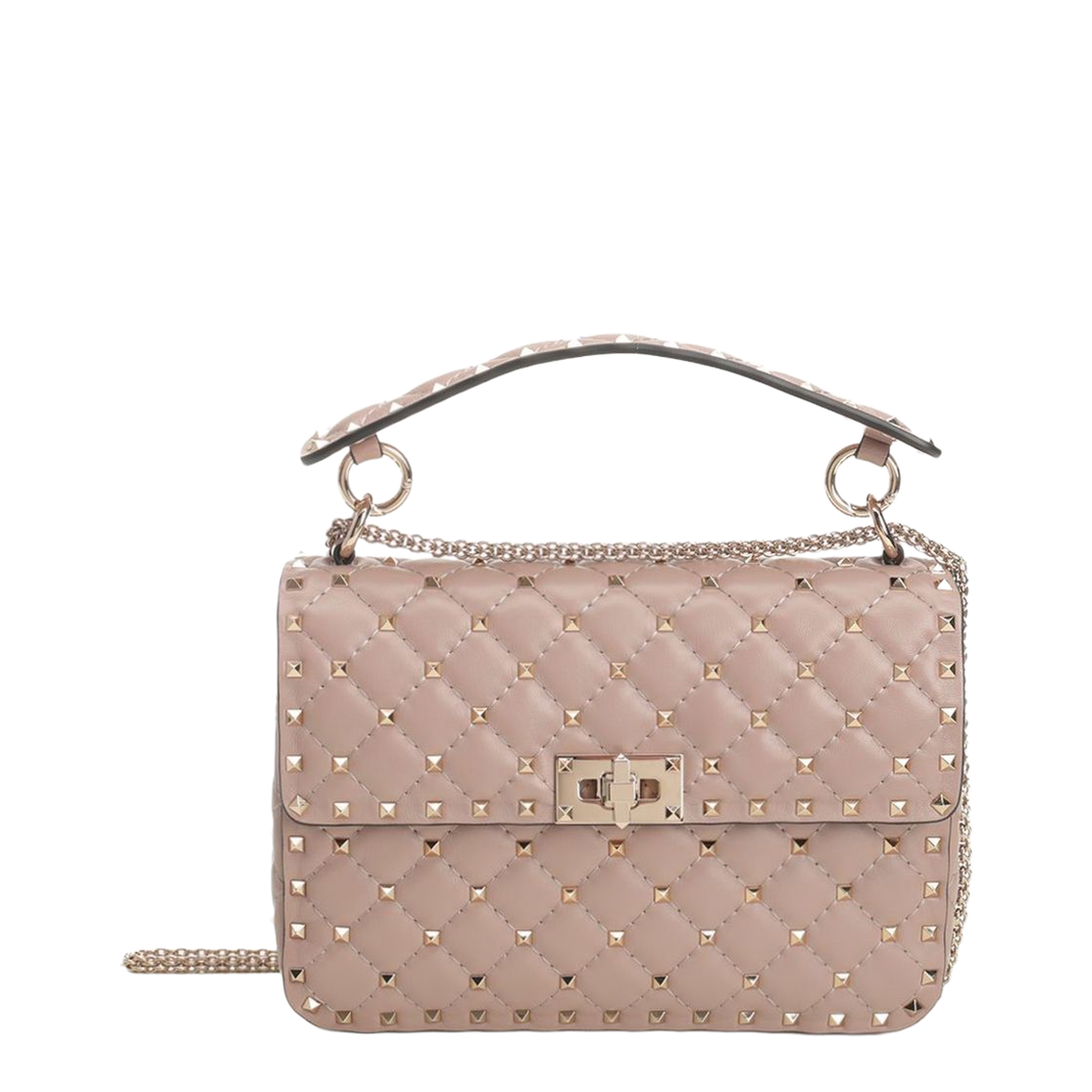 Medium Nappa Rockstud Spike Bag in Poudre