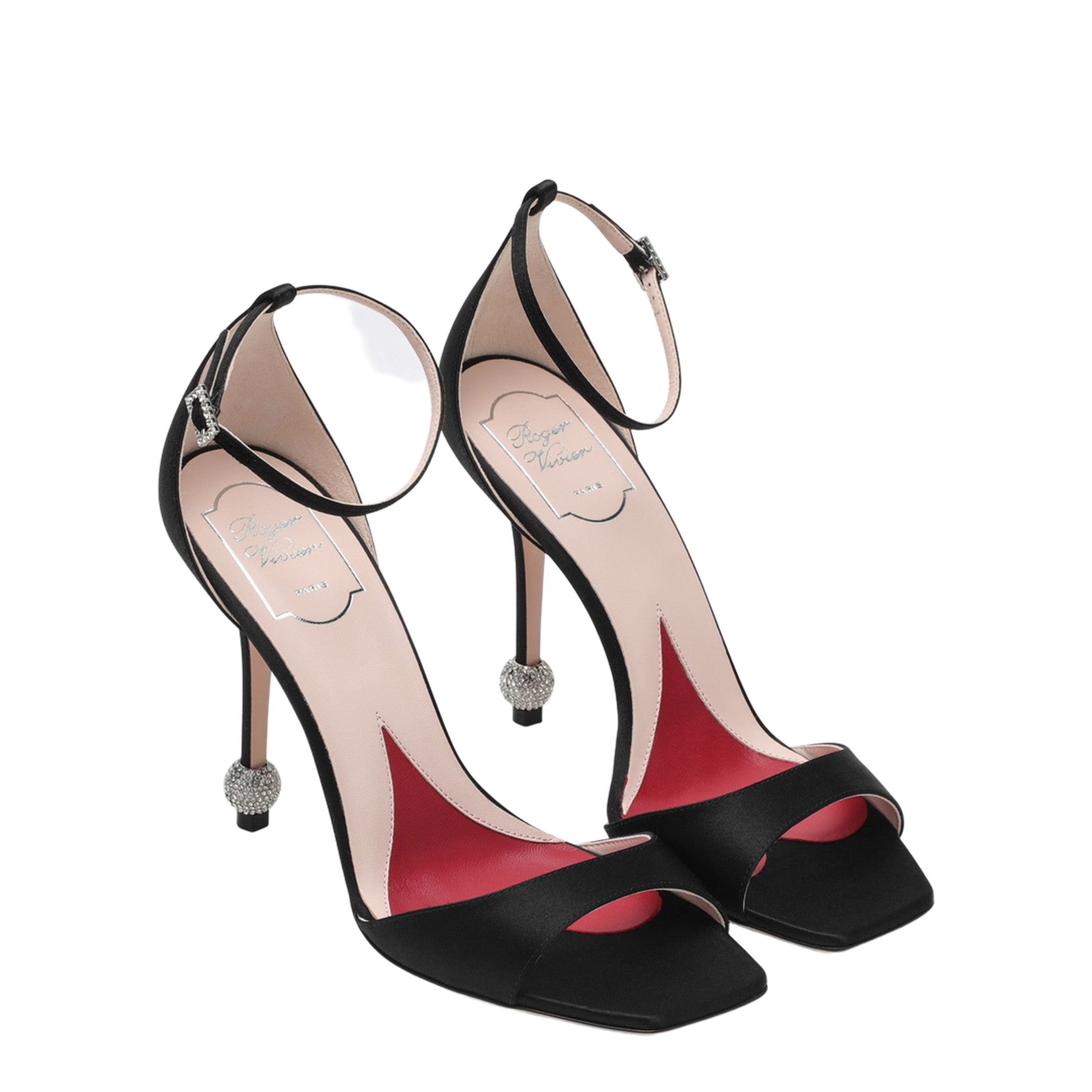 Black Sandal with Jewelled Heel
