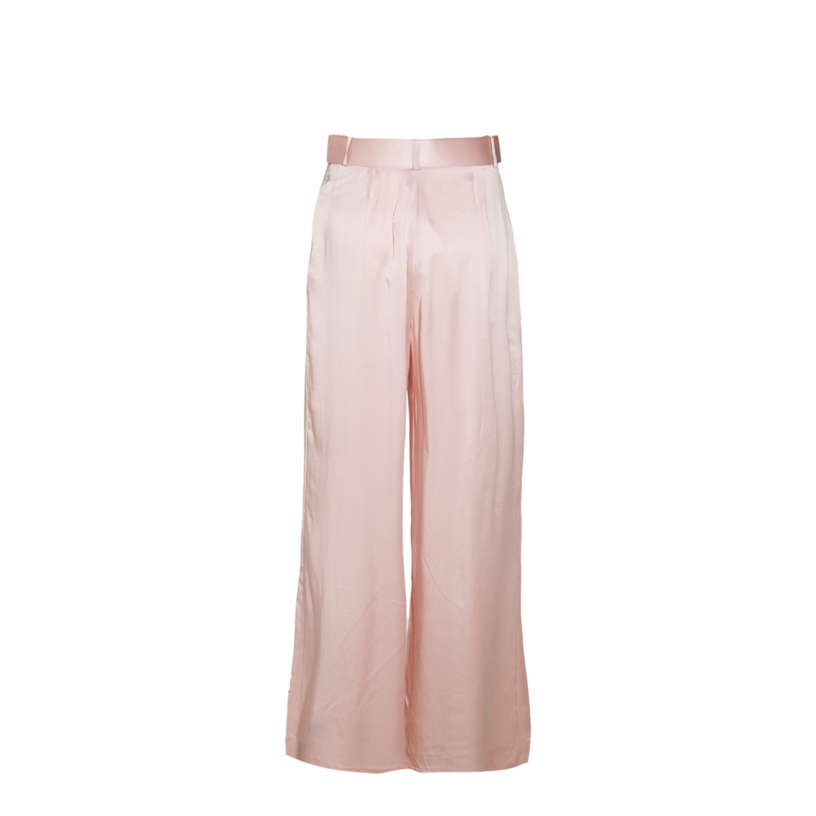 Pink Pastel Silk Wide-Leg Tuck Pant