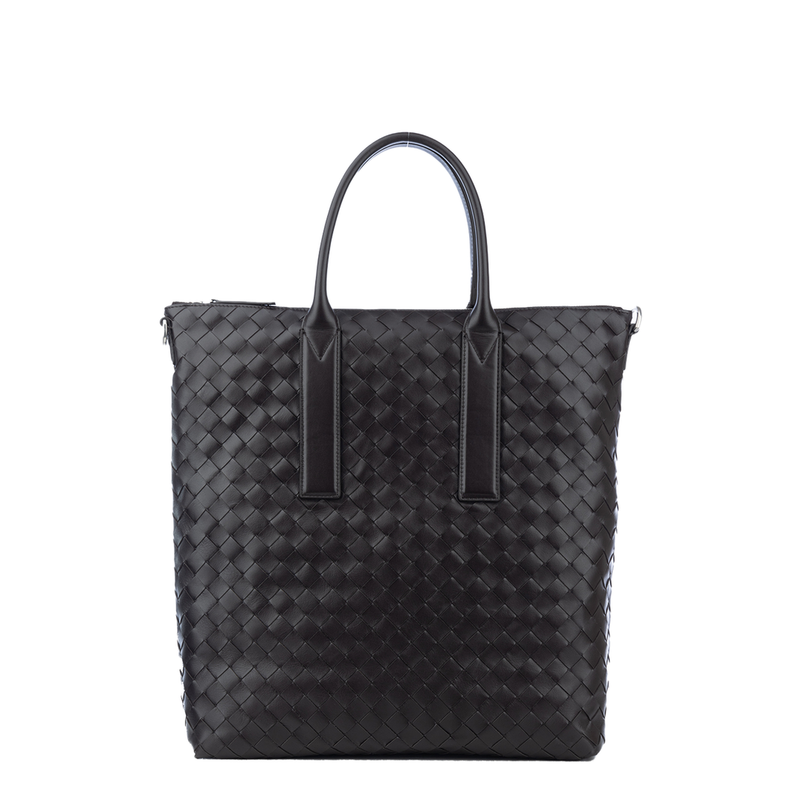 Intrecciato Leather Tote Bags - Black