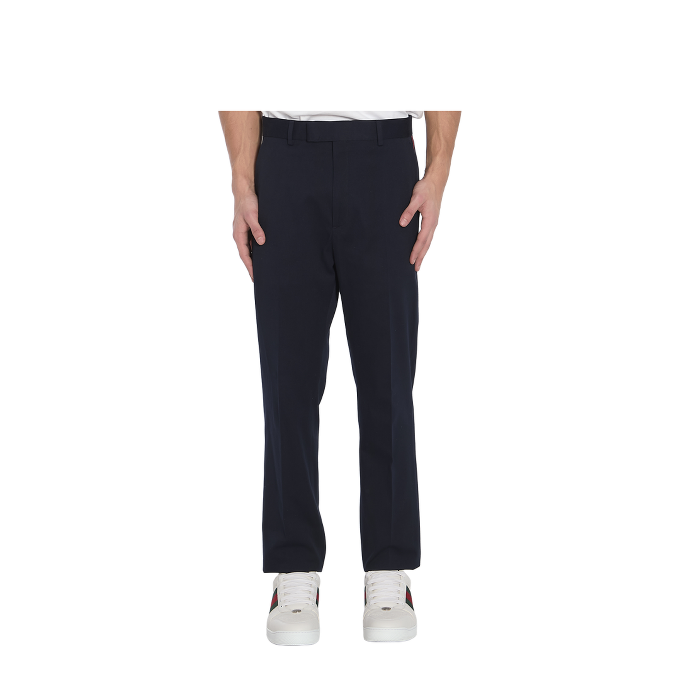 Cotton Gabardine Pant with Web in Blue