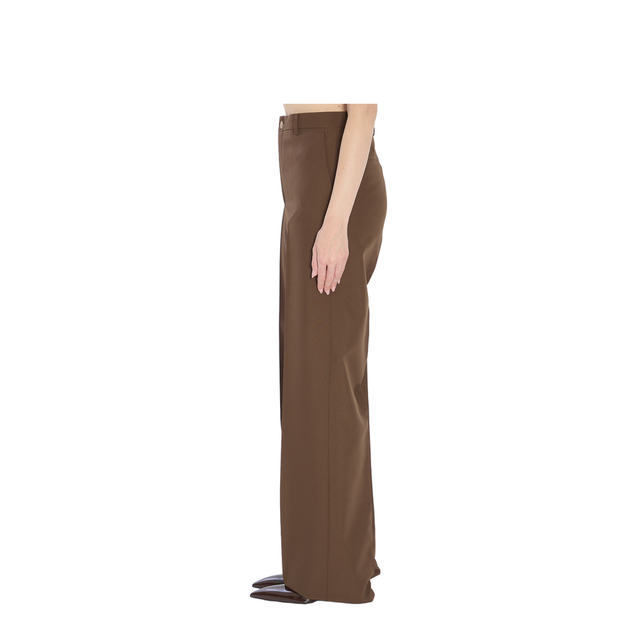 Wide Fit Trousers In Brown