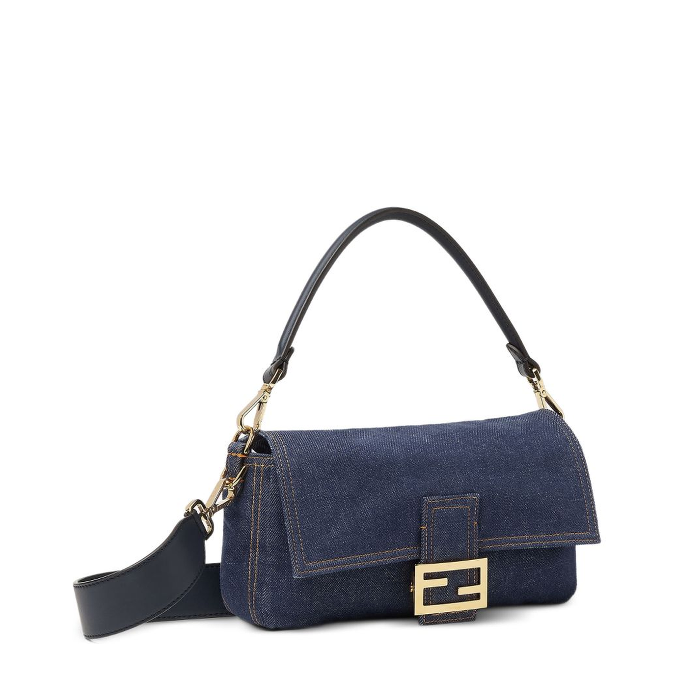 Baguette Medium Denim Shoulder Bag - Blue