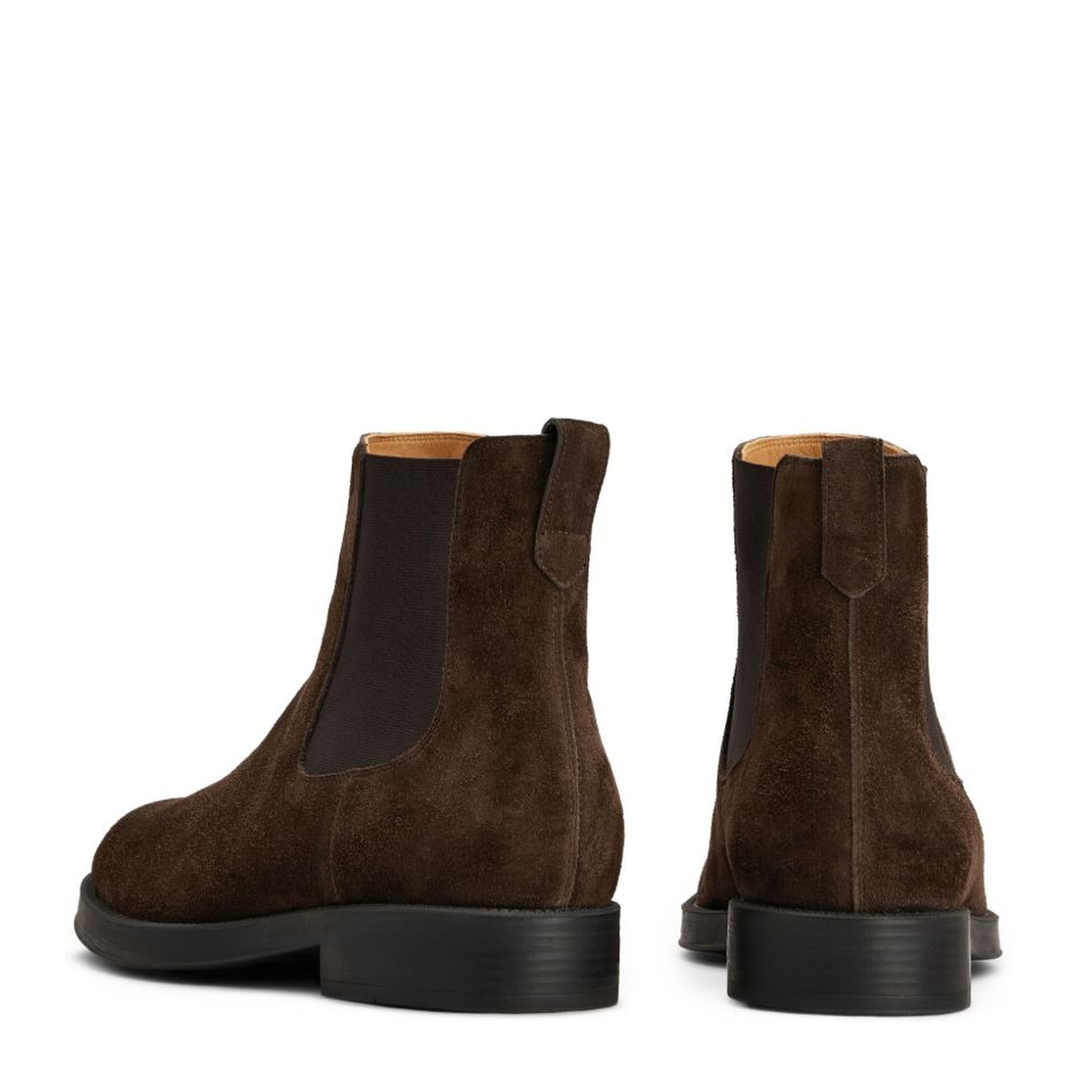 Coffee Brown Elasticated Side Panels Low Stacked Heel Round Toe