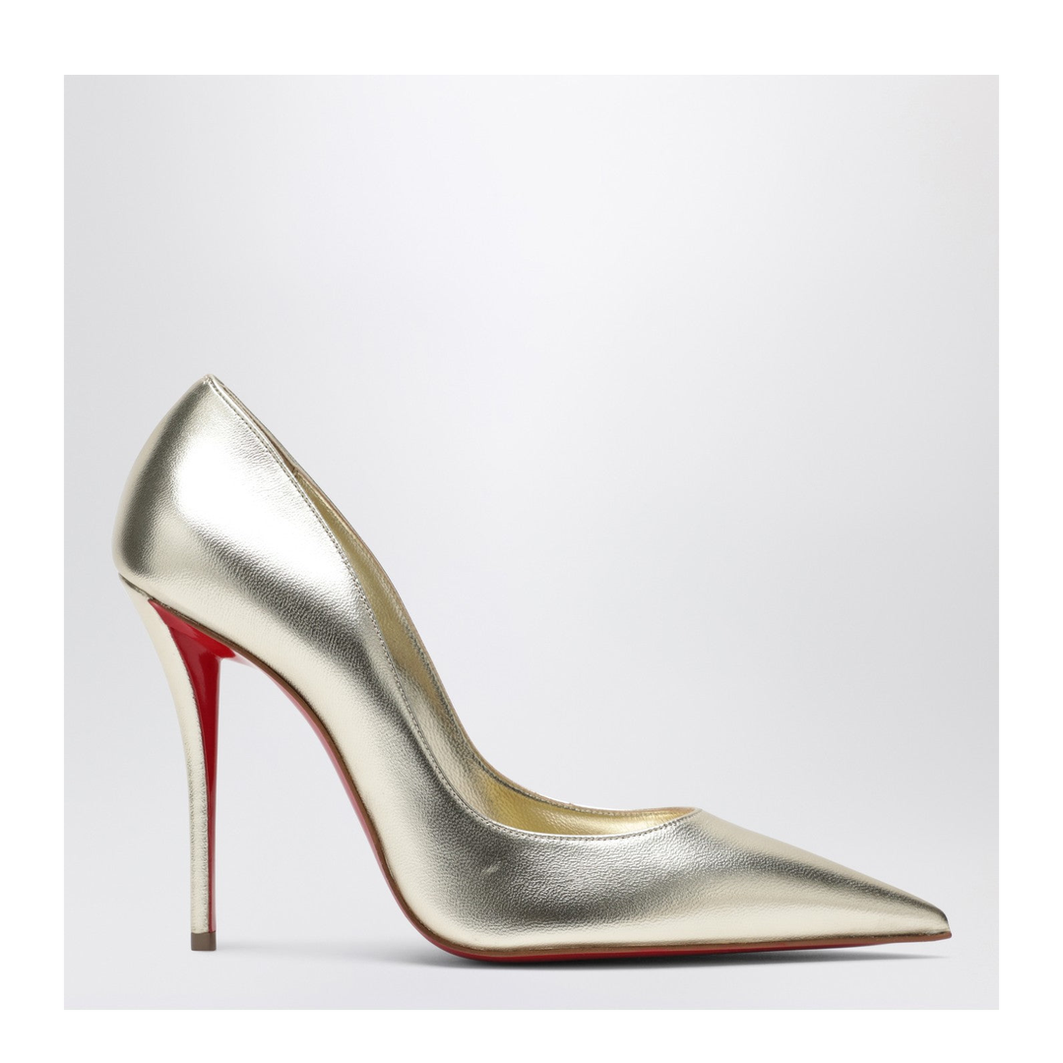 Pumps in Silver Laminated Nappa Leather