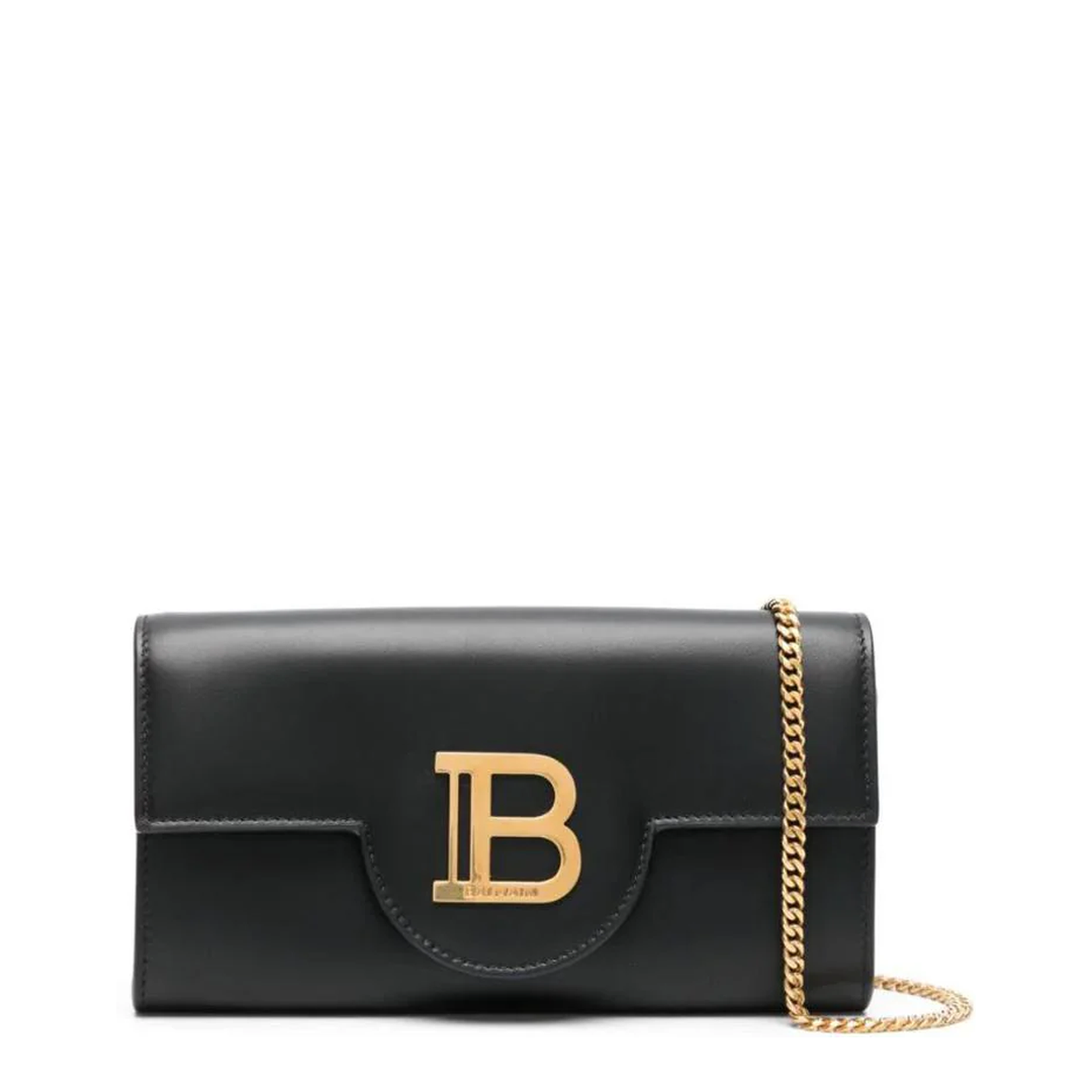 B-BUZZ Logo Clutch in Black Leather