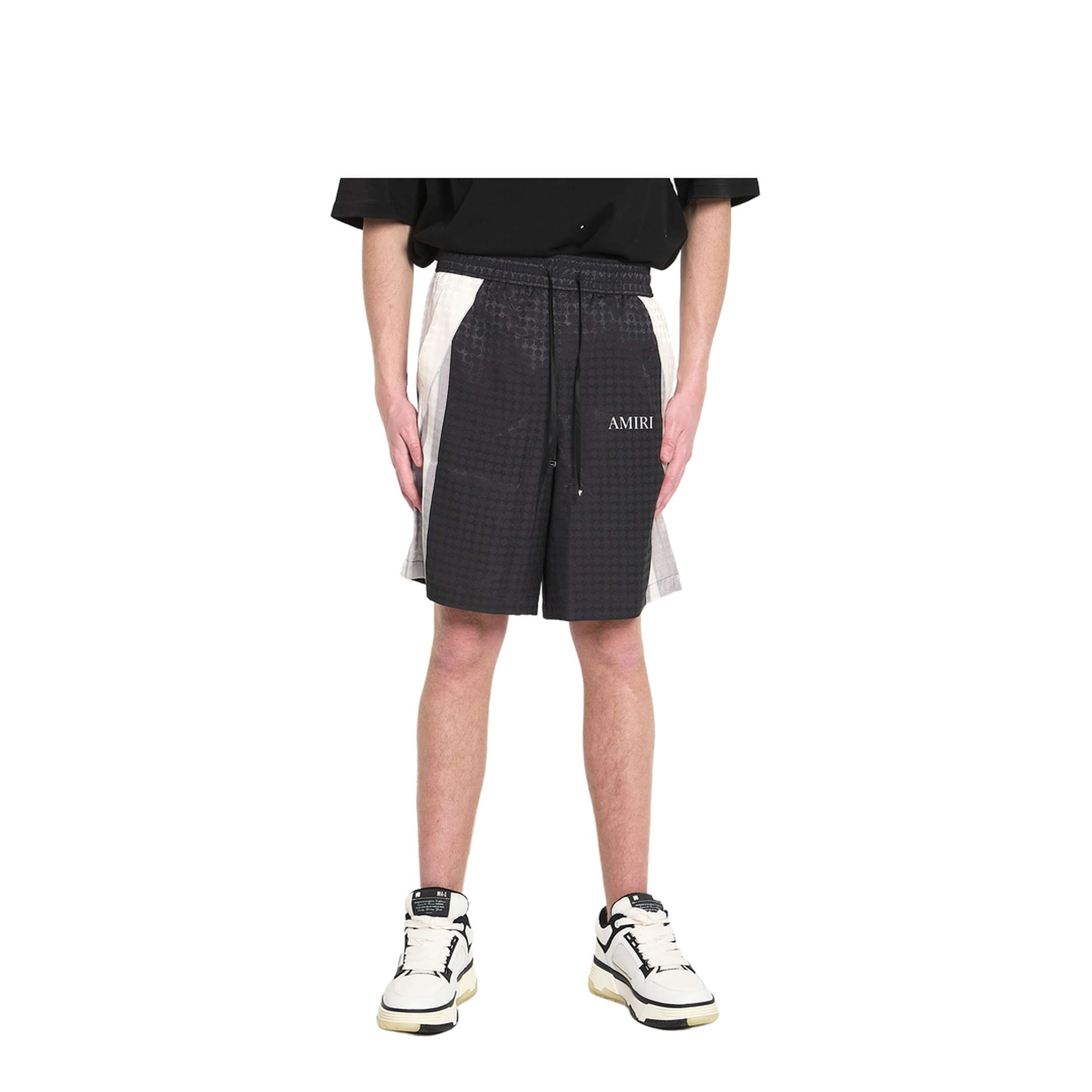 Black Ma Quad Drawstring Patterned Shorts